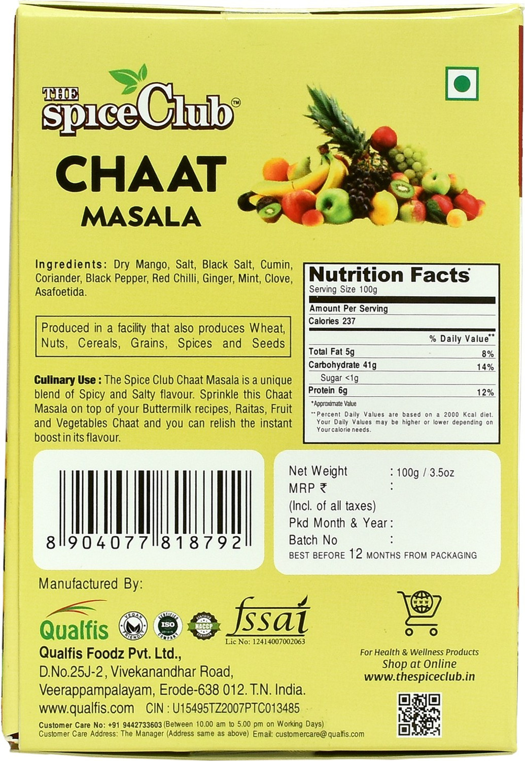 Image of The Spice Club Chaat Masala 100g Box - Pack of 2