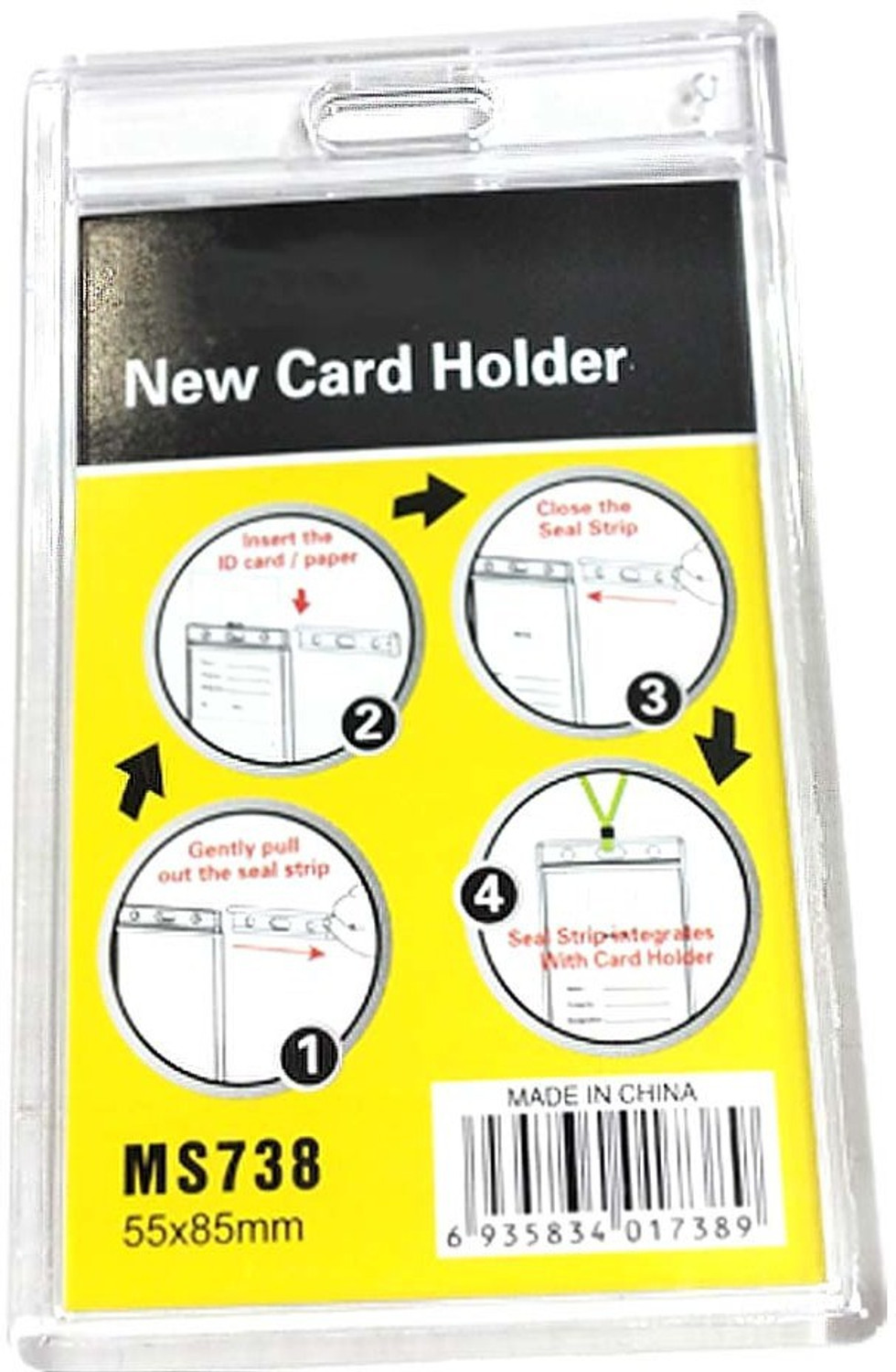Image of WeKonnect Fully Transparent ID Card Holder, Badge Holder | Crystal Clear, Hard Plastic with Lockable Features and Waterproof for Vertical Cards Only (Pack of 5) can hold 1 Card Holder (Set of 5, White)