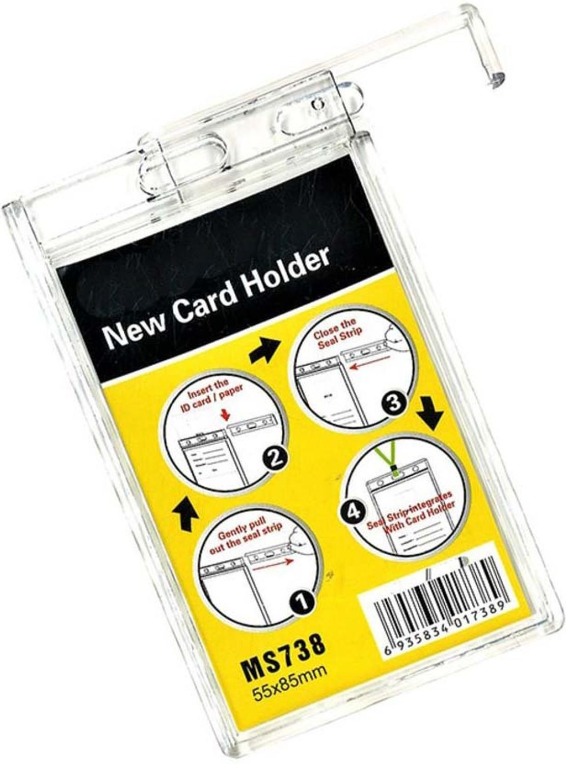 Image of WeKonnect Fully Transparent ID Card Holder, Badge Holder | Crystal Clear, Hard Plastic with Lockable Features and Waterproof for Vertical Cards Only (Pack of 5) can hold 1 Card Holder (Set of 5, White)
