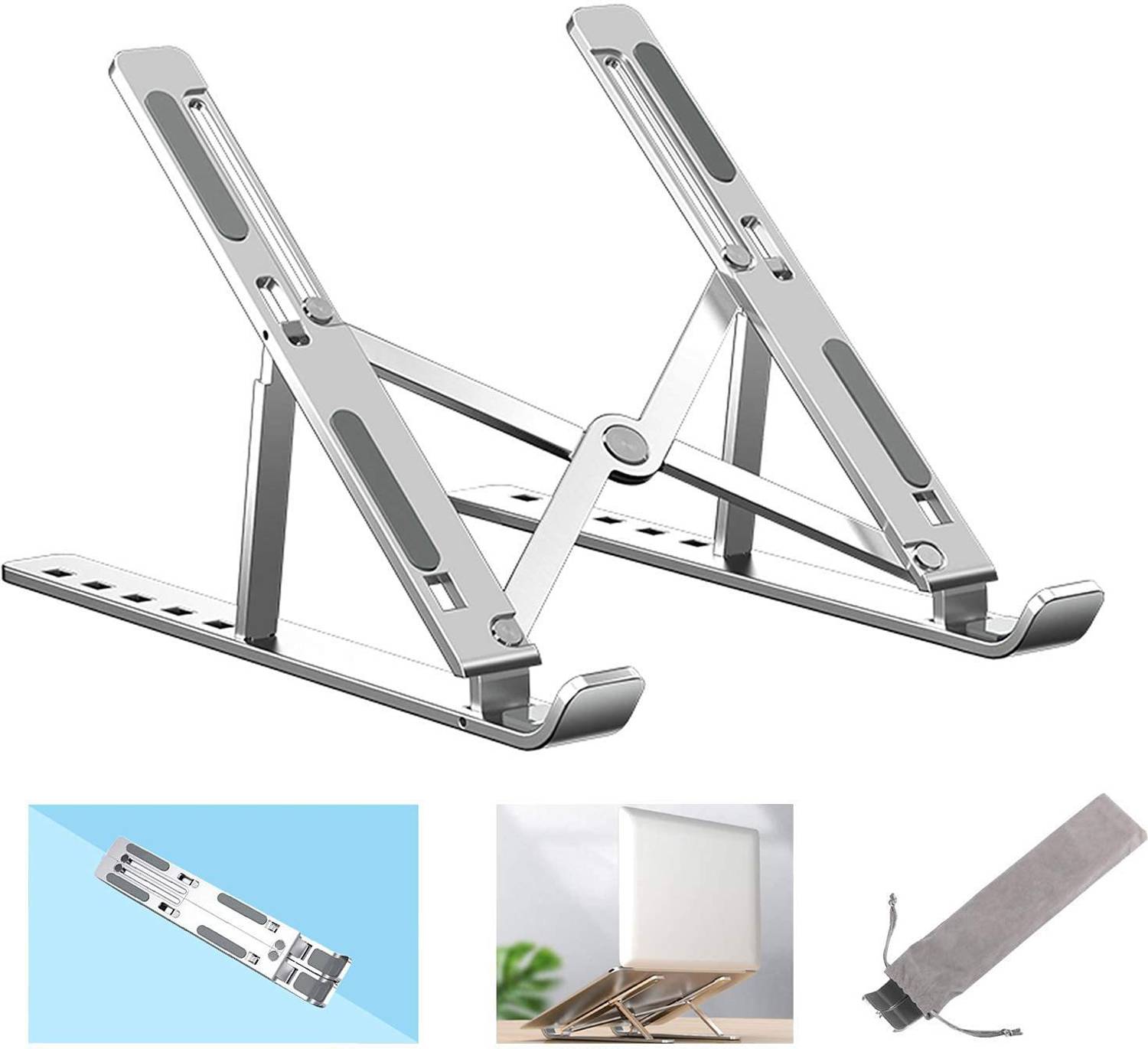 JPY Portable Laptop Stand, Adjustable & Ergonomic Computer Stand, Aluminum Laptop Stands for All Type Laptops Laptop-Stand Aluminium Rotatable Laptop Stand with Adjustable Height Compatible with Universal Laptops