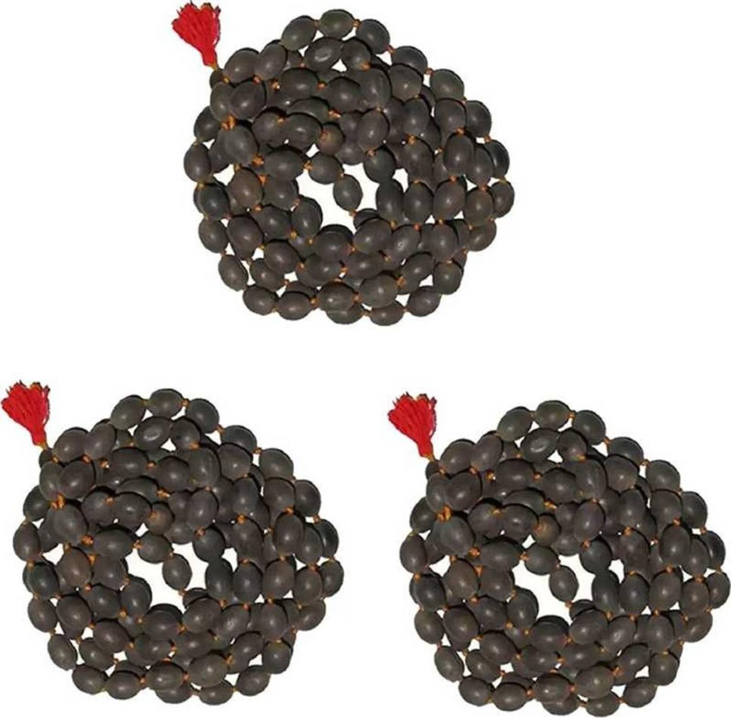 A1 Laxmi Ganesh Lotus Seed Kamal Gatta Japa Mala 108+1 Rosary Beads Wood Chain Pack of 5 Wood Chain