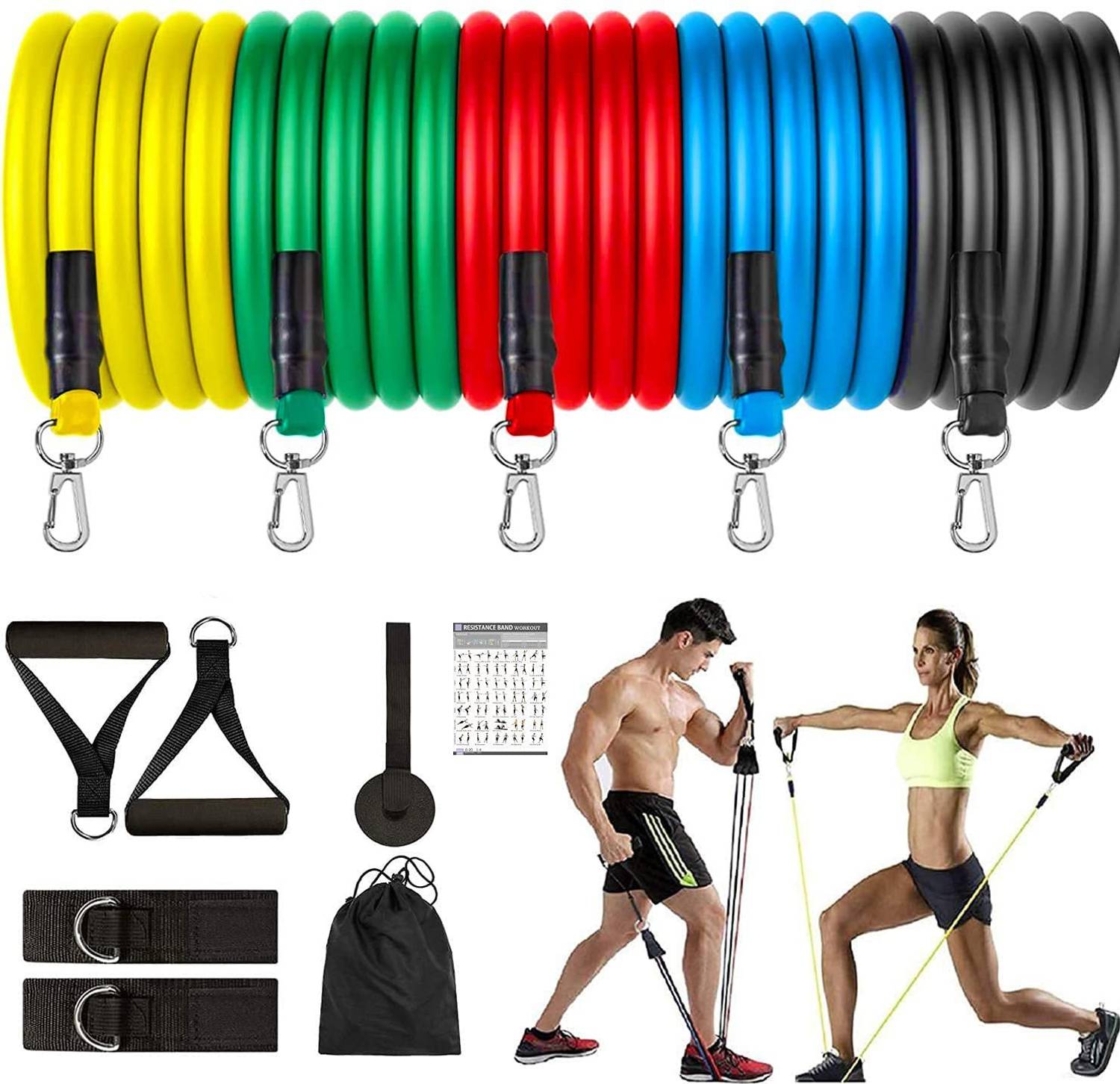 Fitness Scout 5 Pcs Resistance Tube Set for Home Workout