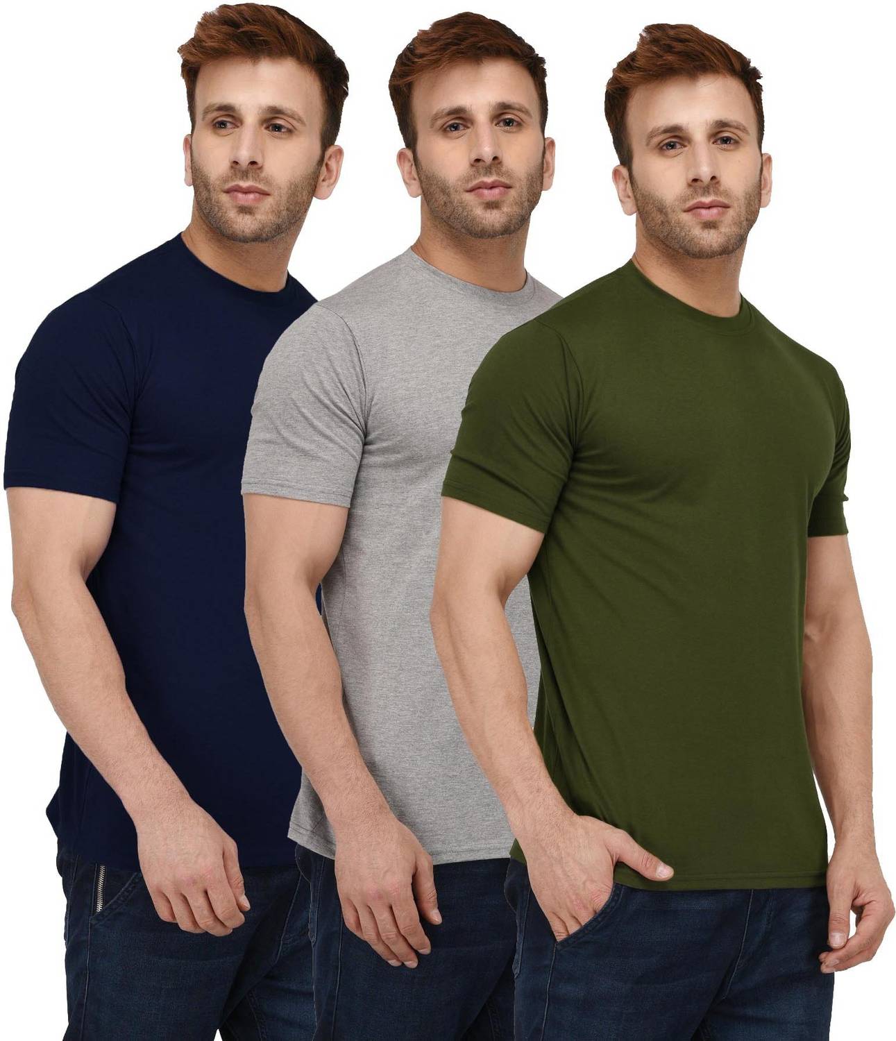 London Hills Men's Dark Blue T-Shirt Pack of 3 - Image 2