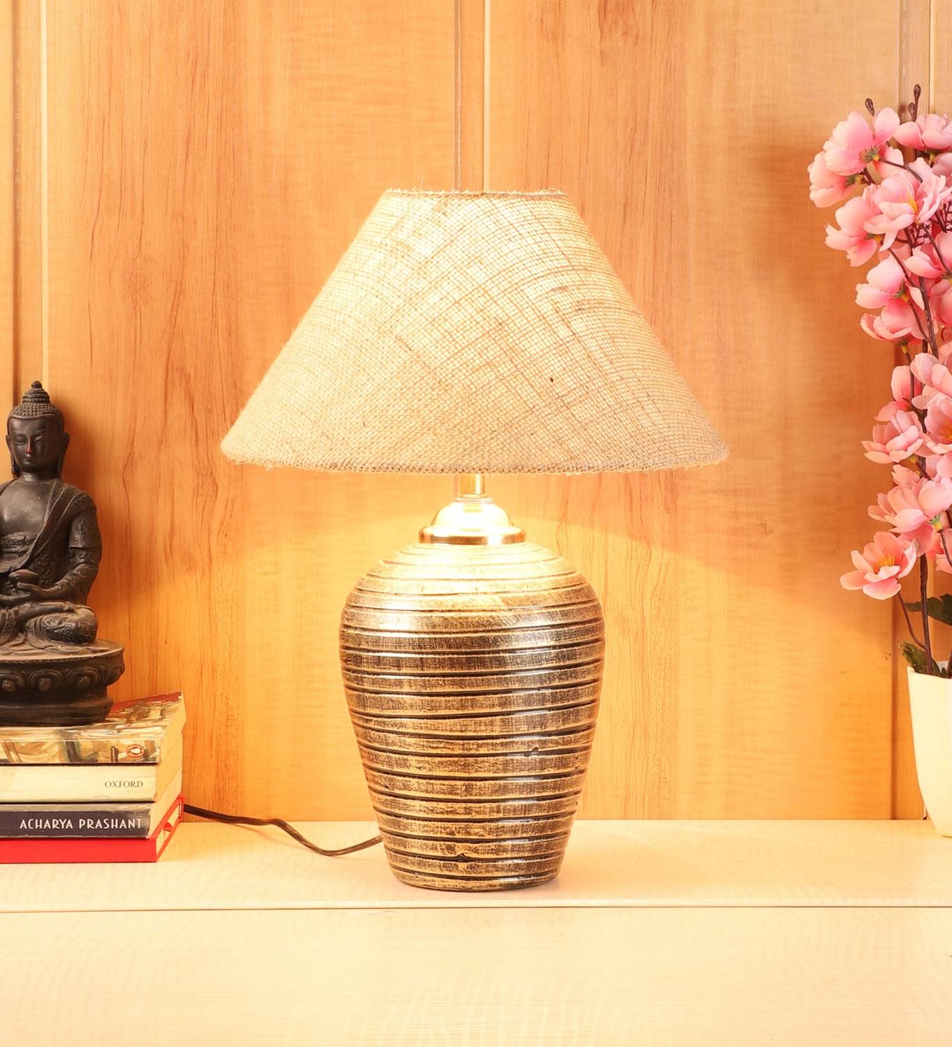 foziq Classic Attractive Designer Table Lamp (39 cm, Brown)