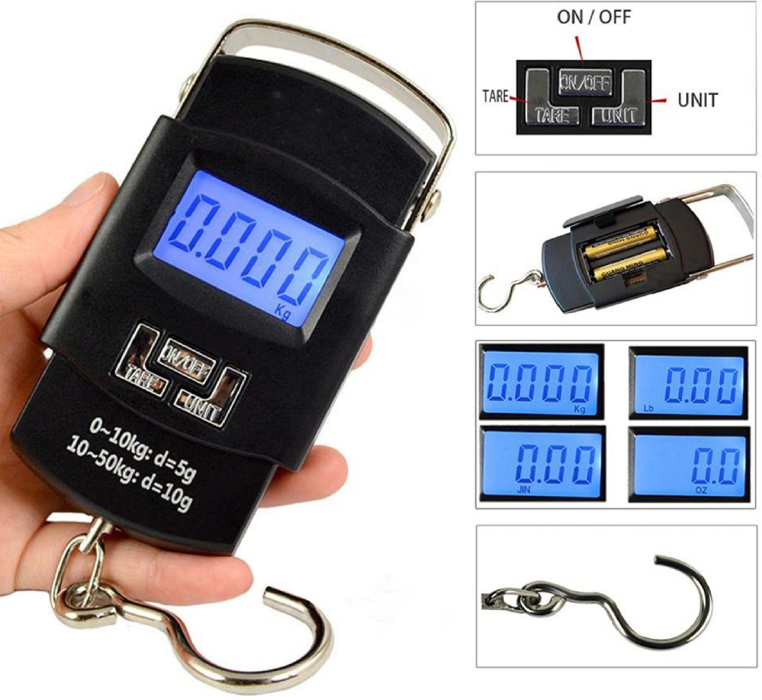 Image of Glancing 50Kg Portable Hanging Luggage Weight Machine Digital for Weighing Household Items i.e. Waste Newspaper, Gas Cylinder, Disposal etc Weighing Scale