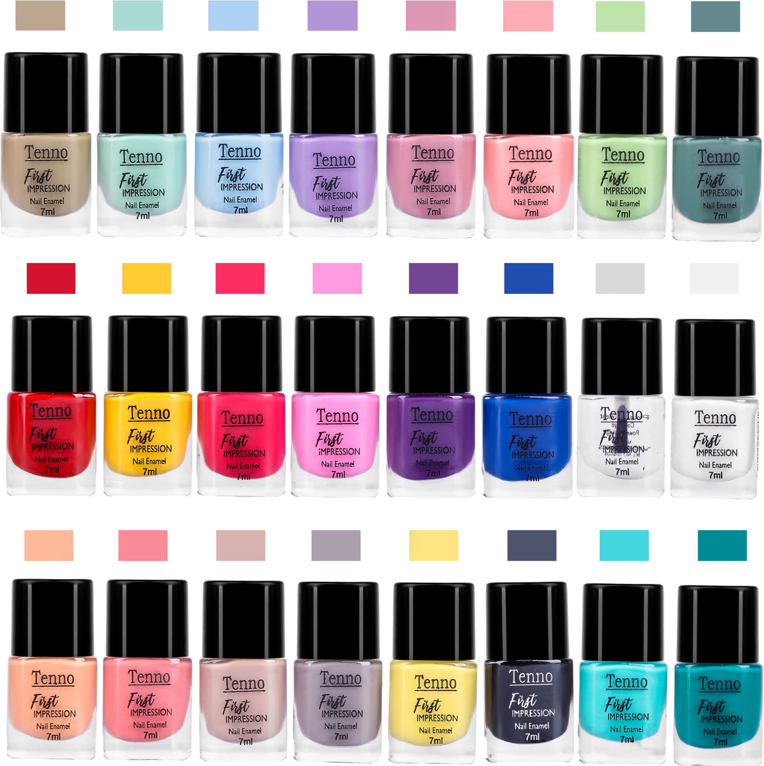 Image of tenno PASTEL BRIGHT SHINE NAIL PAINT PASTEL GREEN, pastel peach, MILKY WHITE, SKY BLUE