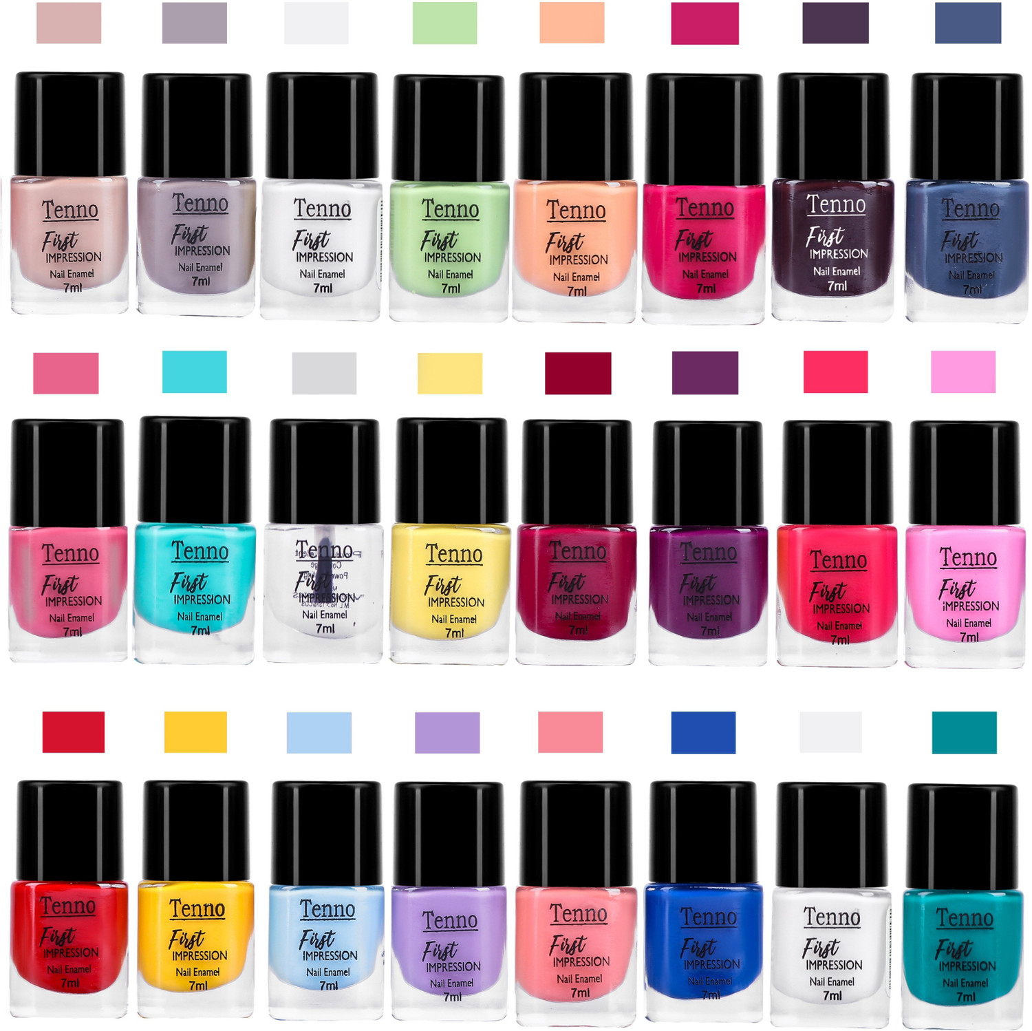 Image of tenno PASTEL BRIGHT SHINE NAIL PAINT PASTEL GREEN, CARNATION PINK, GREY, MAROON, SAP GREEN, Multicolor