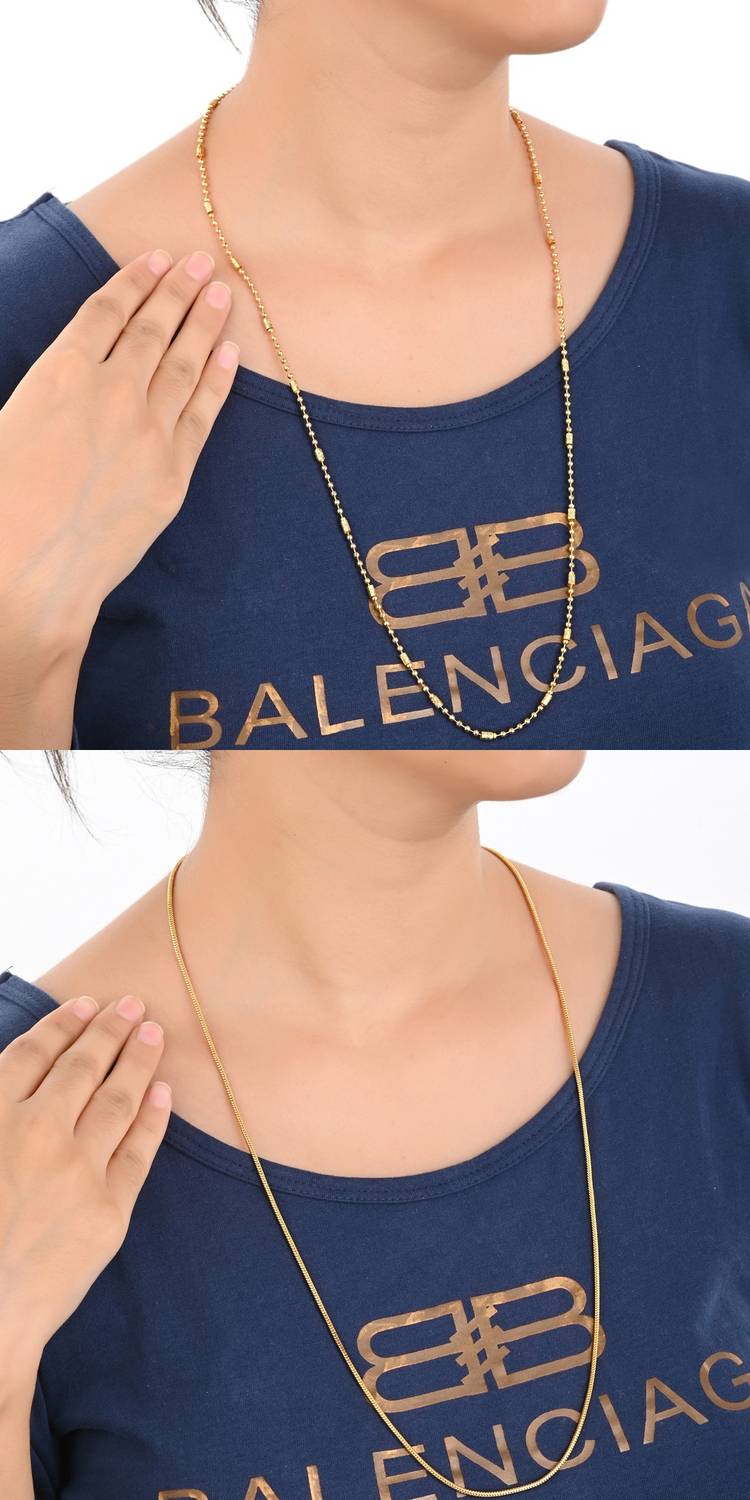 AanyaCentric 28inches Long Trendy Fancy Latest Design Neck Chain Combo Pack for Men Women Gold-plated Plated Brass Chain