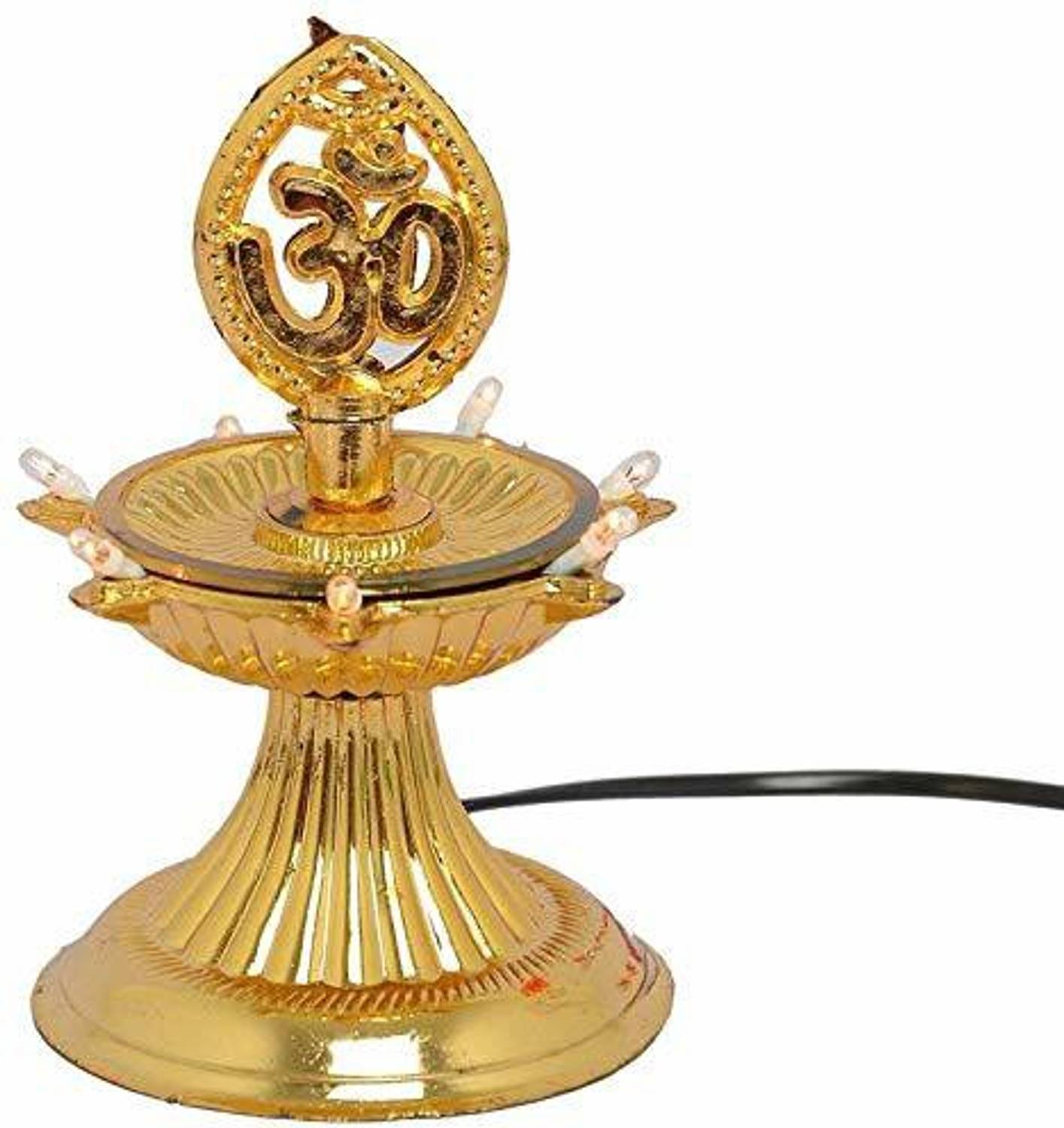 FYUGO 1 Layer Electric Gold LED Diya Plastic (Pack of 1) Table Di