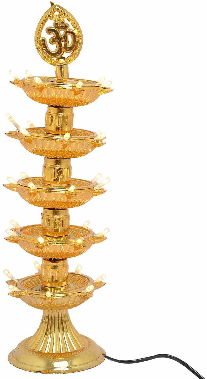 Image of FYUGO Golden OM Design Led Electric Diya Light(PACK OF 2) for Temple(LAYER 5) Table Lamp