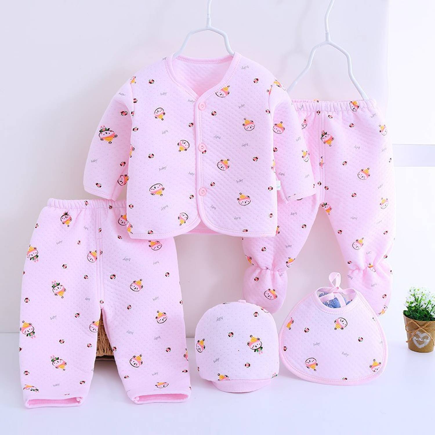 BABY LOOKS New Born Baby Winter Clothes 5Pcs Sets Cotton Baby Boys Girls Unisex 0-4 Months
