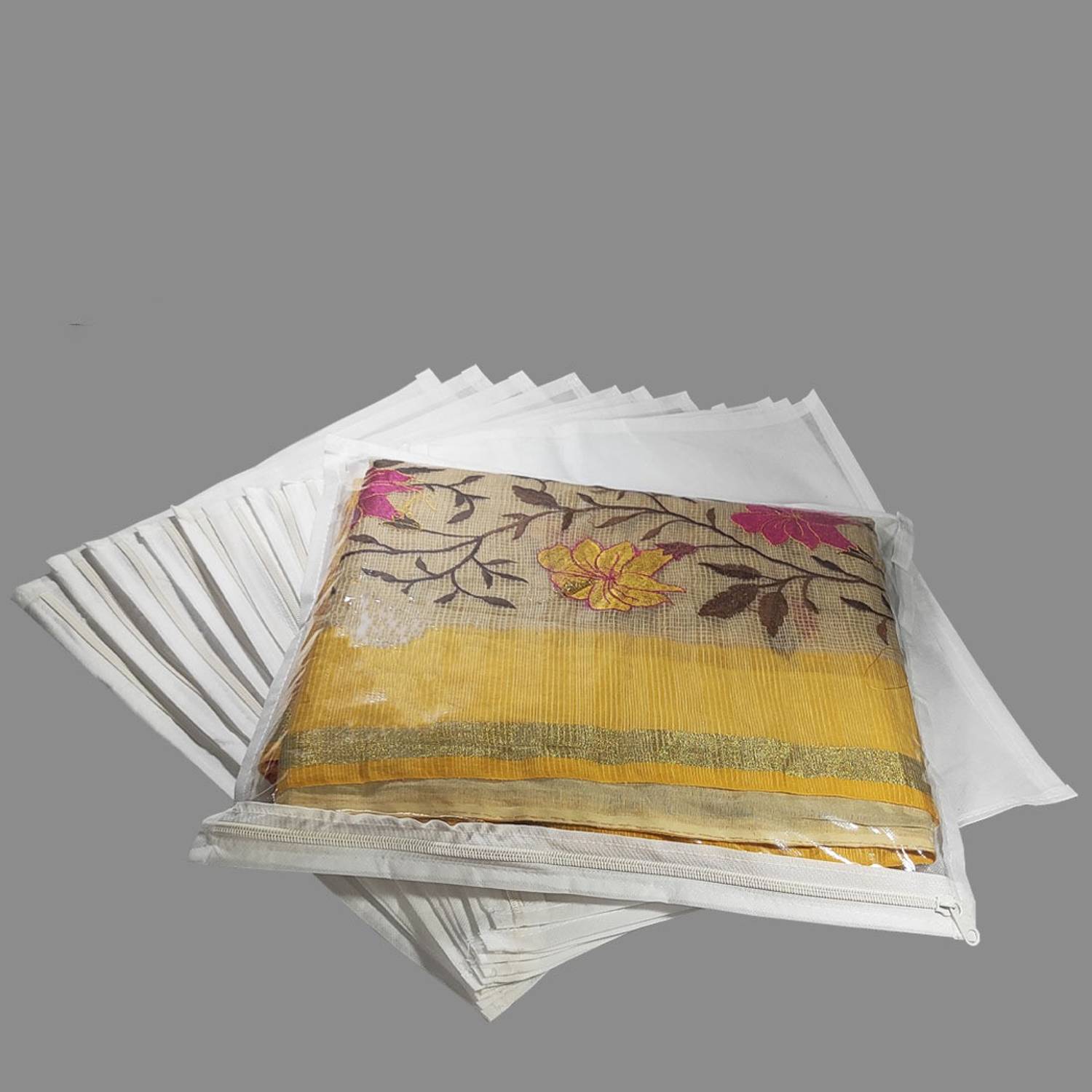 Ajabh Wardrobe Storage Organizer & Travling Bag High Quality 12 pices Single Packing Saree Cover (68-72 GSM Non-Woven Fabric)