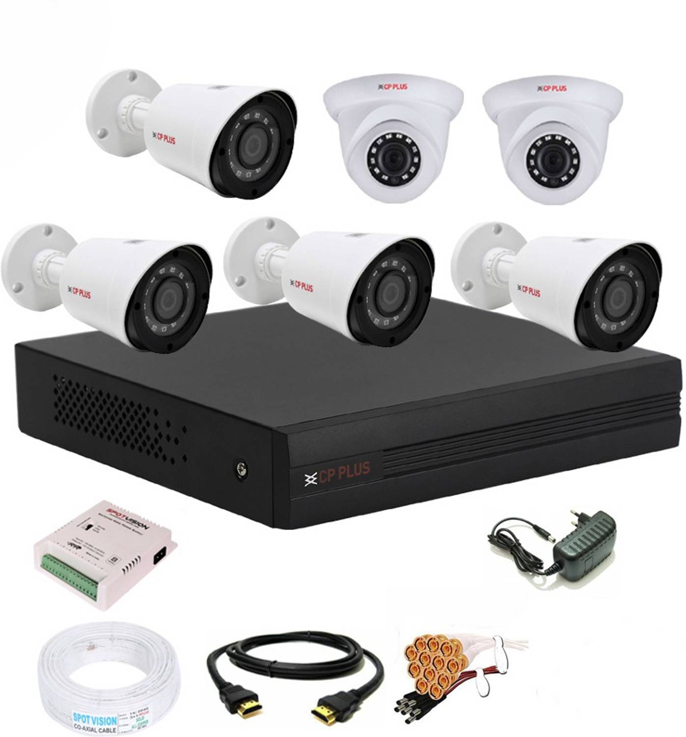 CP PLUS 8 Channal 5 MP H.265+ HD DVR 1Pcs,Outdoor Camera 5 MP HD 4Pcs,Indoor Camera 5 MP HD 2Pcs, ,Full combo set Security Camera