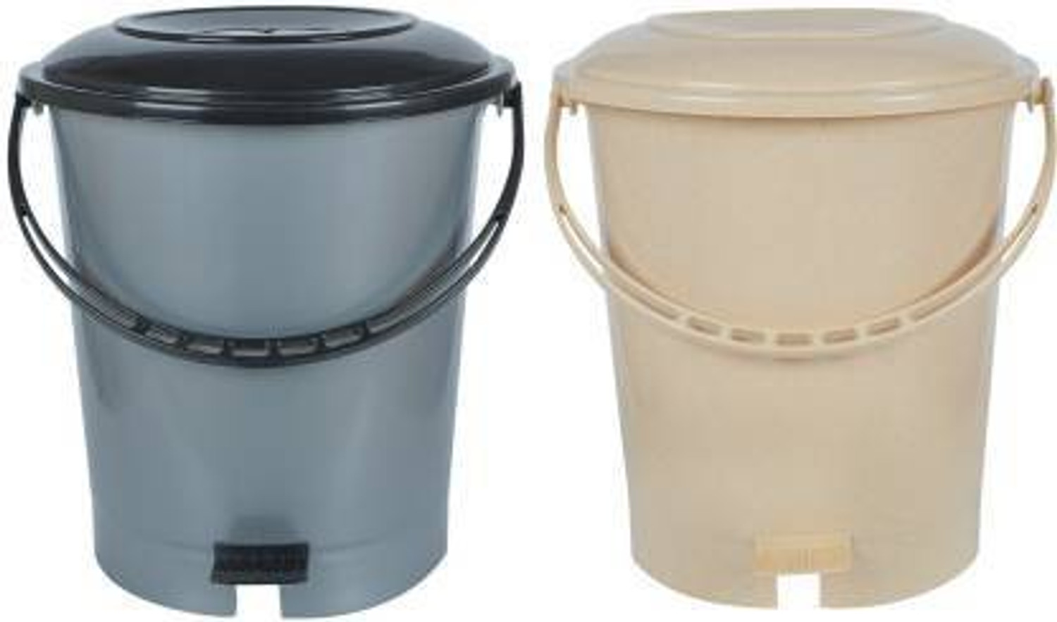 Image of YASHODEEP PLASTIC New Unique Design Standard Plastic Pedal Dustbin ( 12 L ) - ( Grey / Beige ) Plastic Dustbin