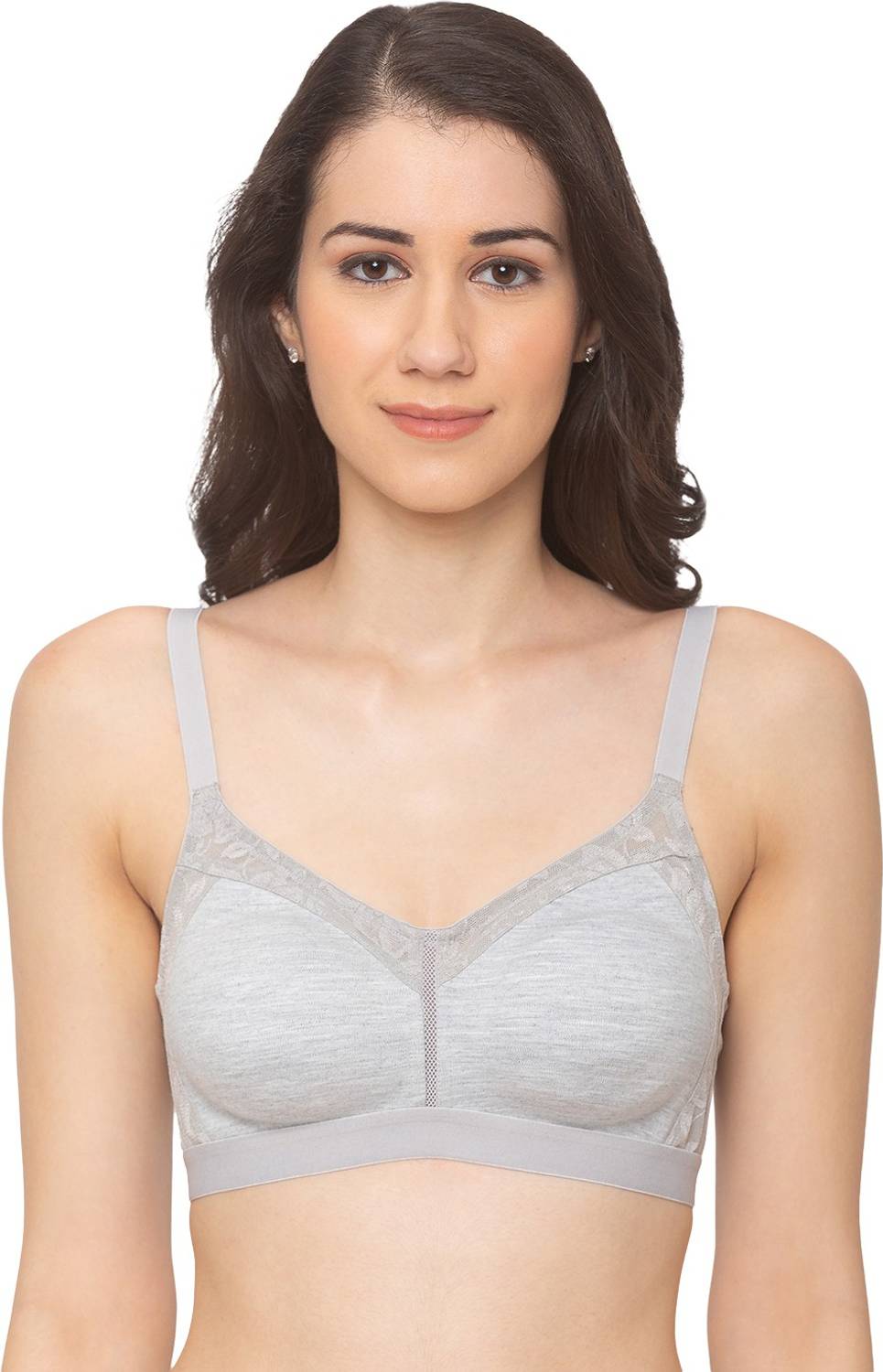 Candyskin Anti-Bacterial Solid Regular Non Padded Bra for Women Non Wired Full Coverage Size 38B Grey Women Full Coverage Non Padded Bra
