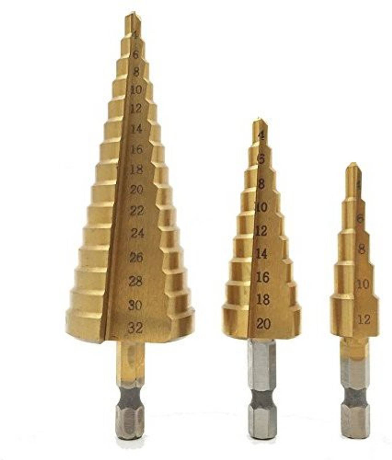 A&S TOOLSHOP Titanium Step Core Drill Bits 4-12mm 4-20mm 4-32mm HSS Power Tools High Speed Steel Wood Metal Drill bits hole