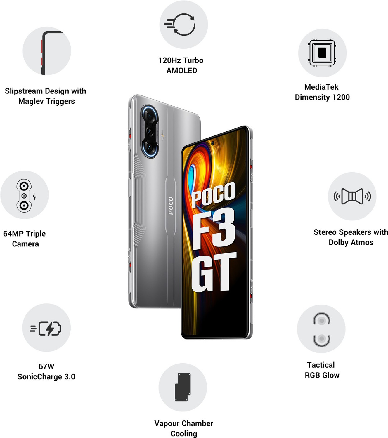 Image of POCO F3 GT 5G (Gunmetal Silver, 128 GB)