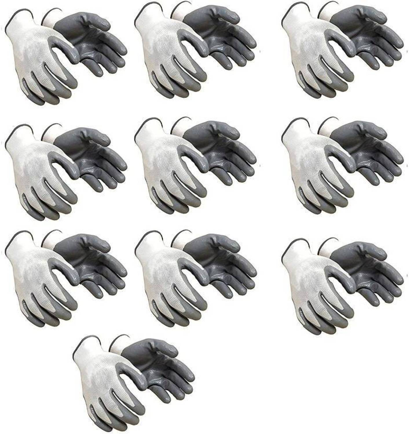 Arumart 10 Pair White Reusable Washable Cut Resistance Hand Safis Anti Cut Hand Gloves Care PVC coated Nylon Safety Gloves Frontier Combo of Knife Cut Resistant Hand Safety Glove Nylon Safety Gloves (20) Nylon  Safety Gloves