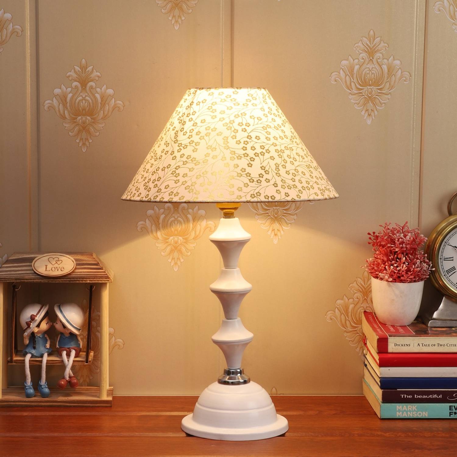 foziq Classic Designer Night Lamp (41 cm, Gold)