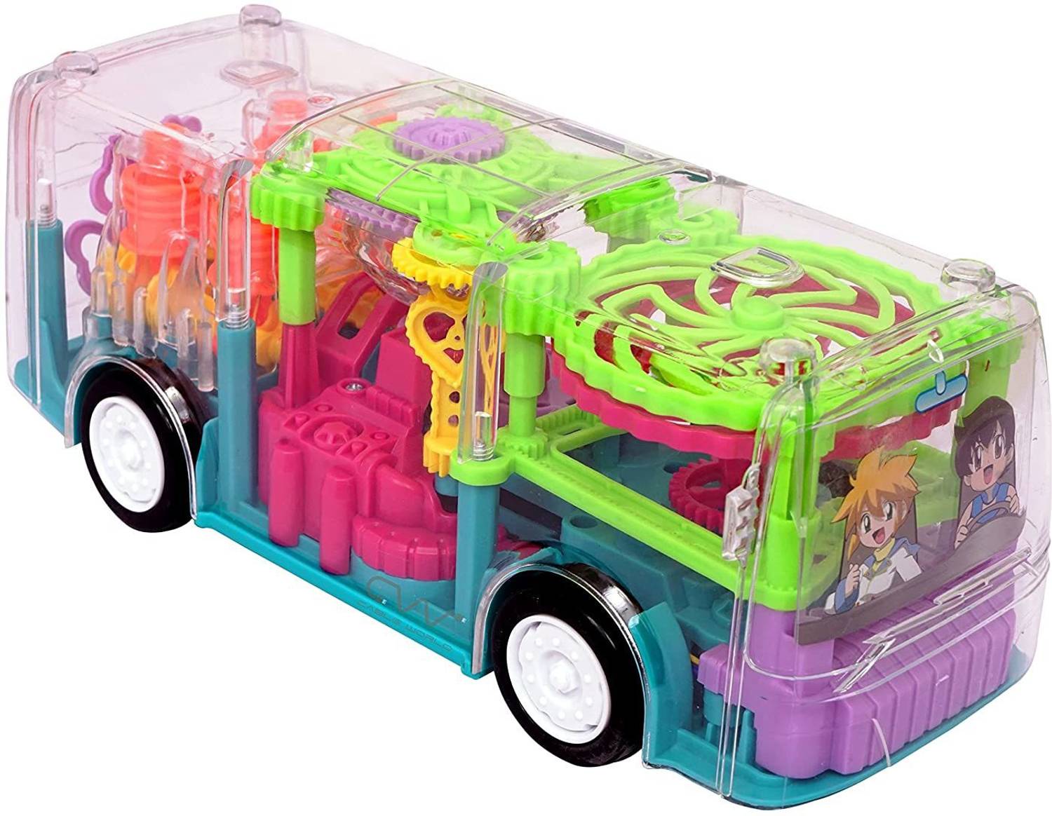 ARNIYAVALA Funny Gear Transparent Electric Concept Car Bus Sound Light Simulation Gear Mechanical Baby Puzzle Early Education kids Girl Toy
