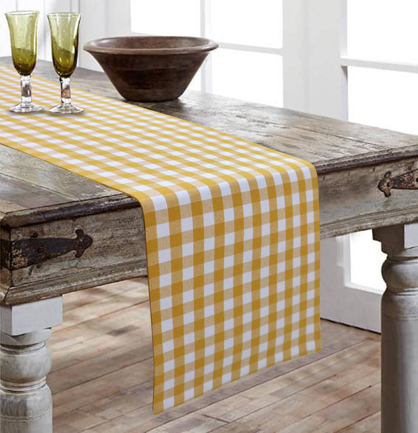 AIRWILL Yellow 152 cm Reversible Table Runner
