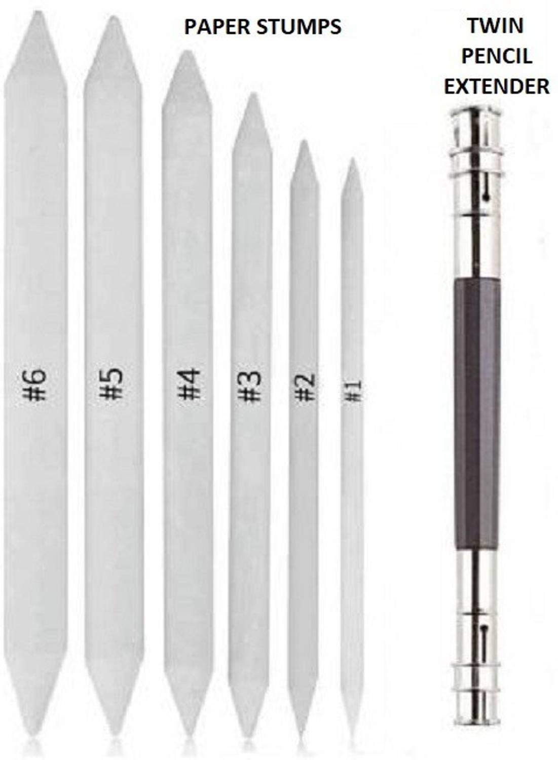 ARTTWALA Paper Blending Stumps White or Tortillon for Student Artists Professionals Sketching Shading Drawing with 1 Pencil Extender