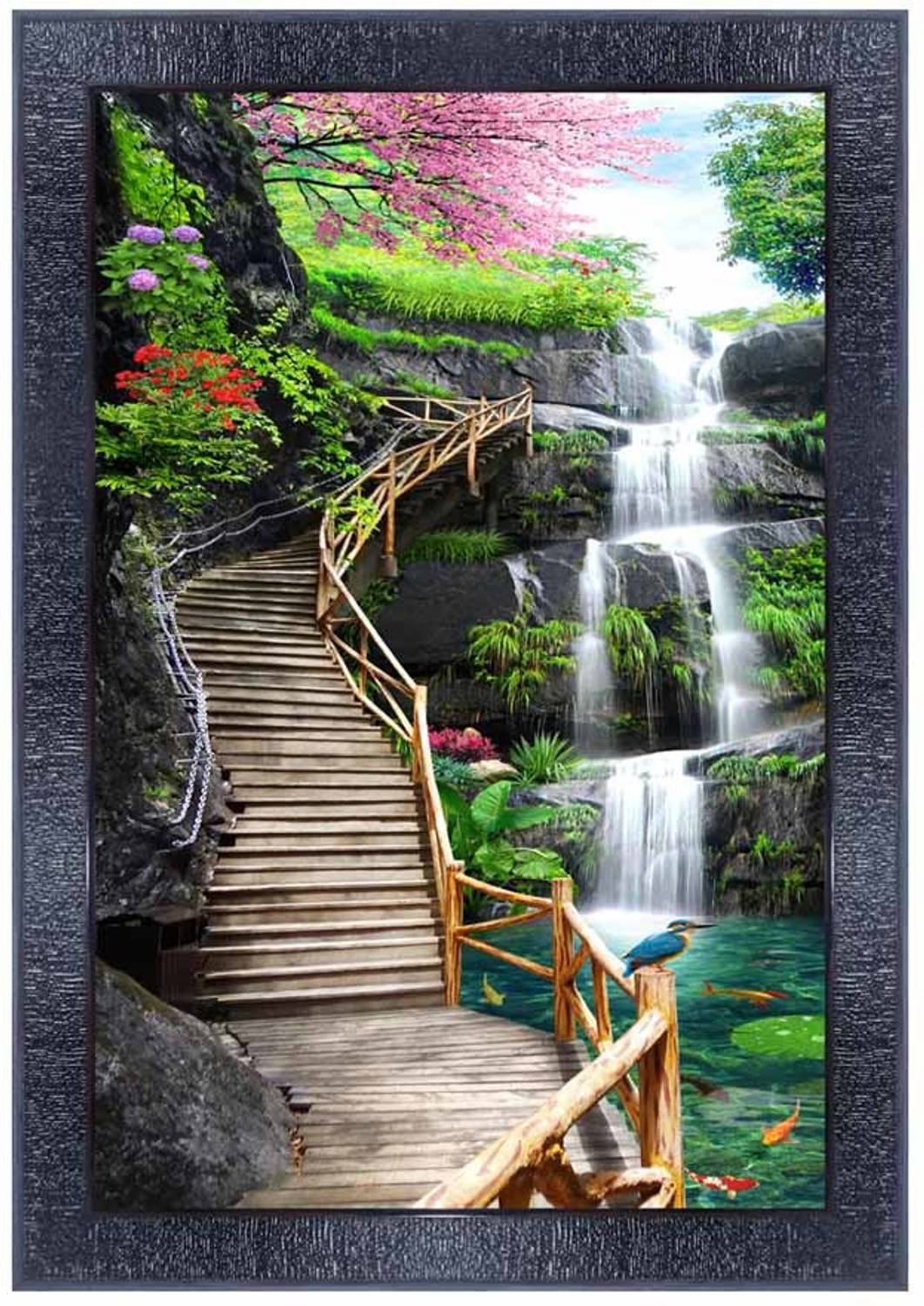 pnf Vastu Waterfall Landscape Scenery Wood Photo Frames with