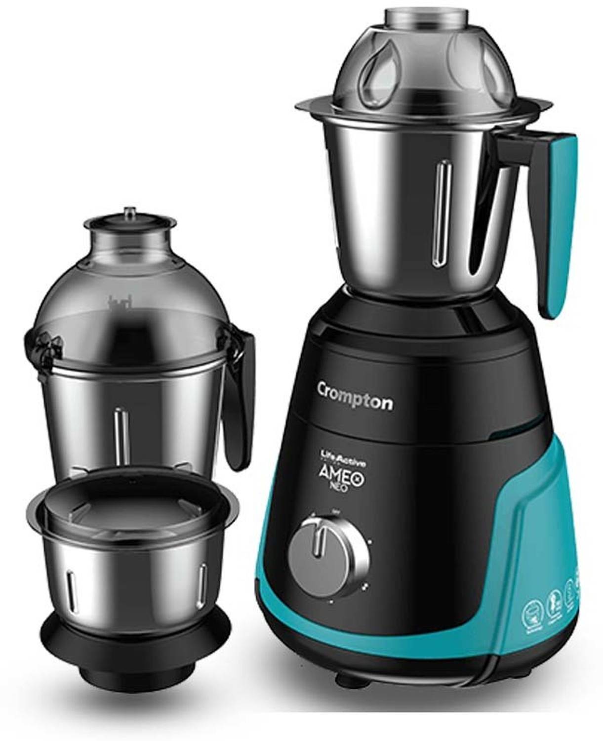 Crompton 5 YEAR warranty 750 W Mixer Grinder (O750 3 Jars Bla