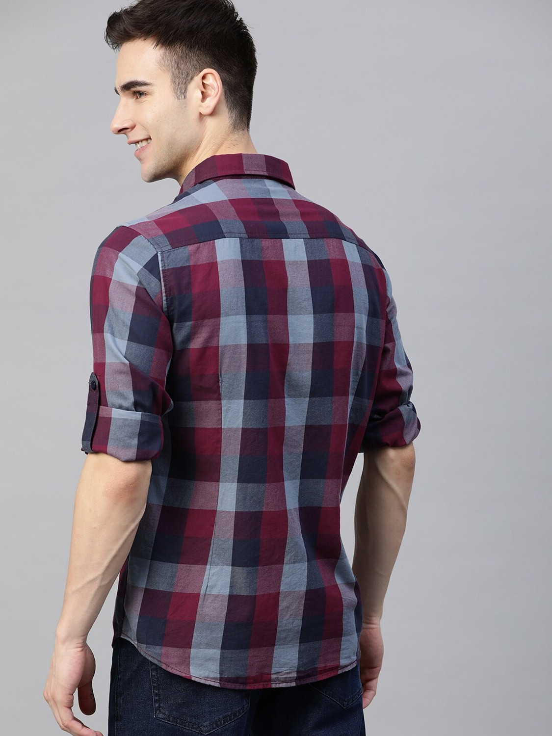 Image of HERE&NOW Men Checkered Casual Multicolor Shirt