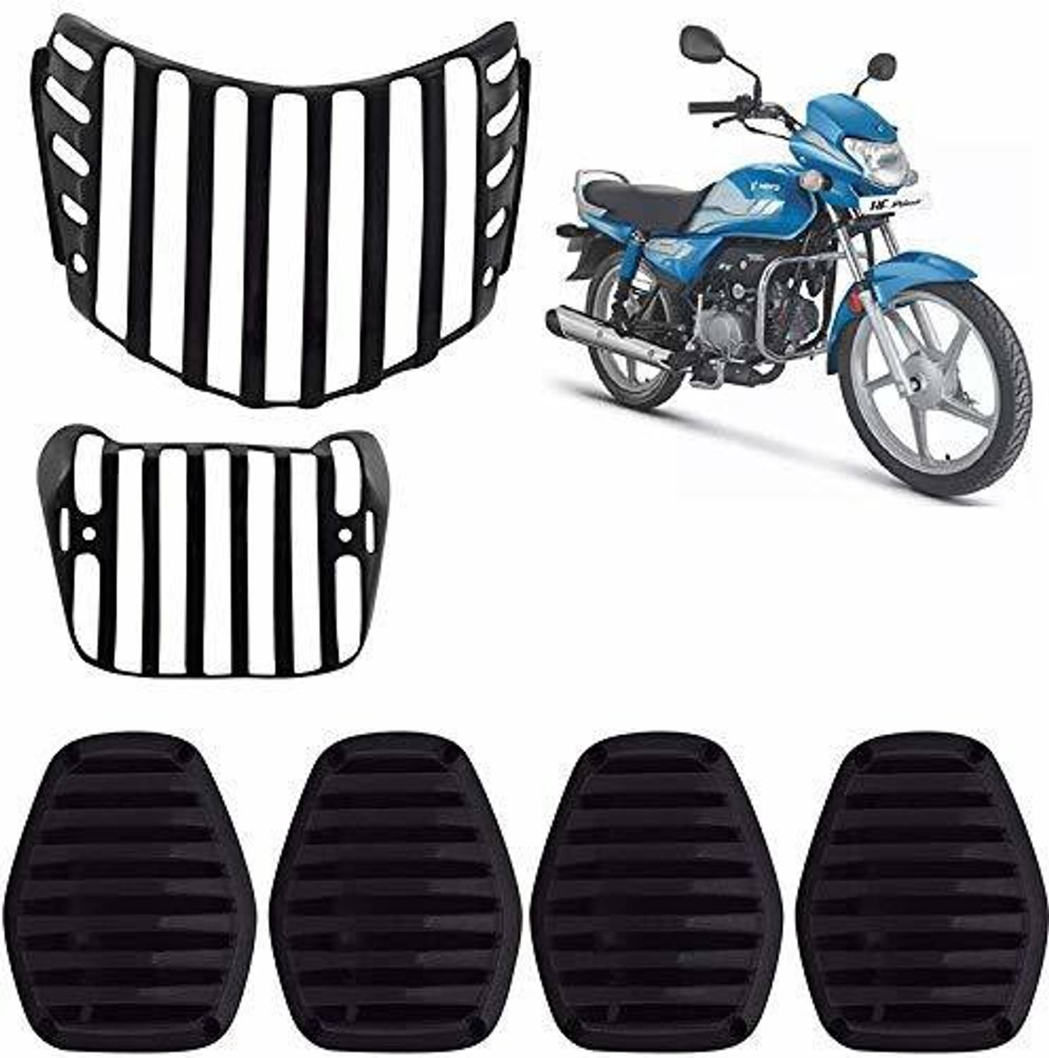 A4S hf deluxe grill jali cover guard set headlight indicator taillight protection wa04 Bike Headlight Grill