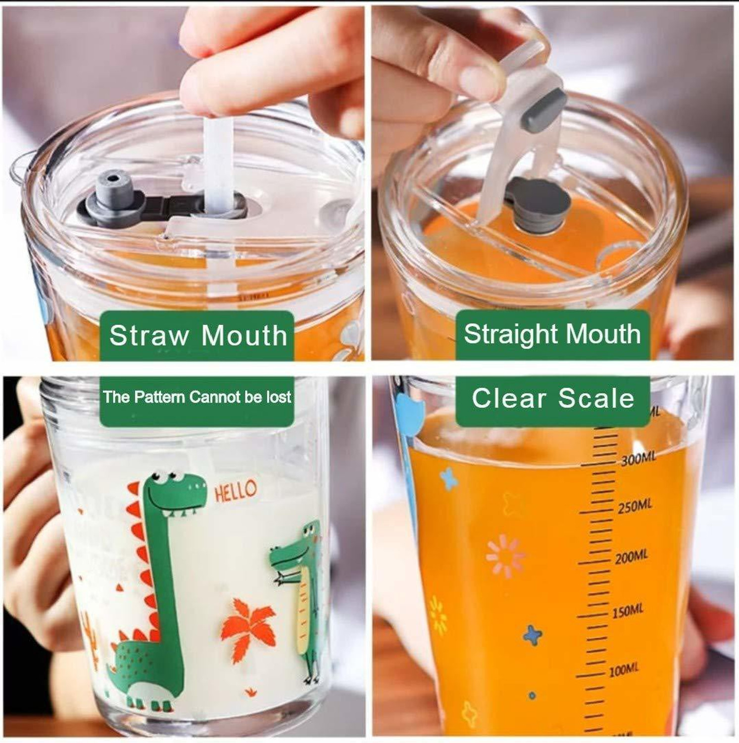 Image of EMAILYA RETAILS Printed Milk Glass Sipper Jar with Silicone Straw and Lid 1 PC 300ML Glass Glass Coffee Mug