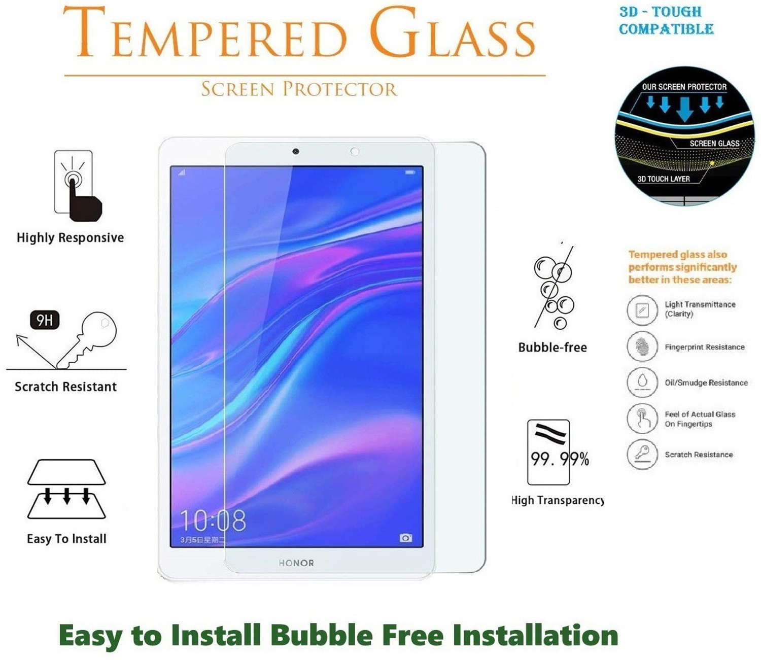 Image of A-Allin1 Tempered Glass Guard for Honor Pad 5 8 inch
