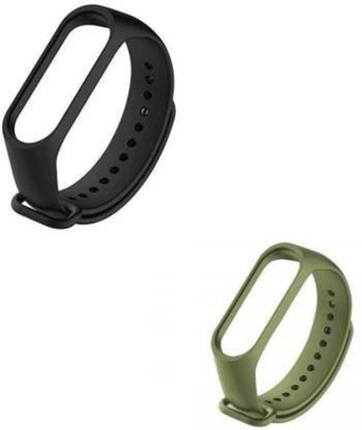 Asotai Soft Silicon For Replacement Band 3 & 4 _ Pack of 2 Black & Army Green Smart Band Strap