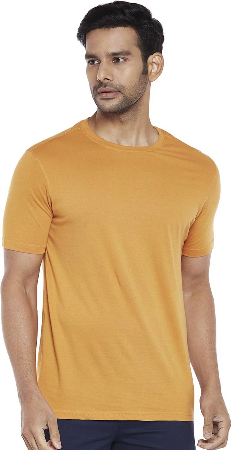Byford by Pantaloons Solid Men Round Neck Orange T-Shirt