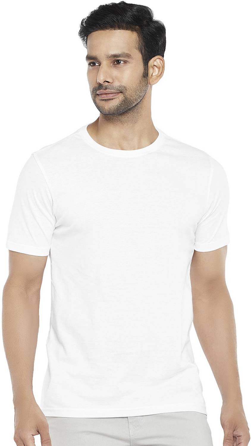 Byford by Pantaloons Solid Men Round Neck White T-Shirt