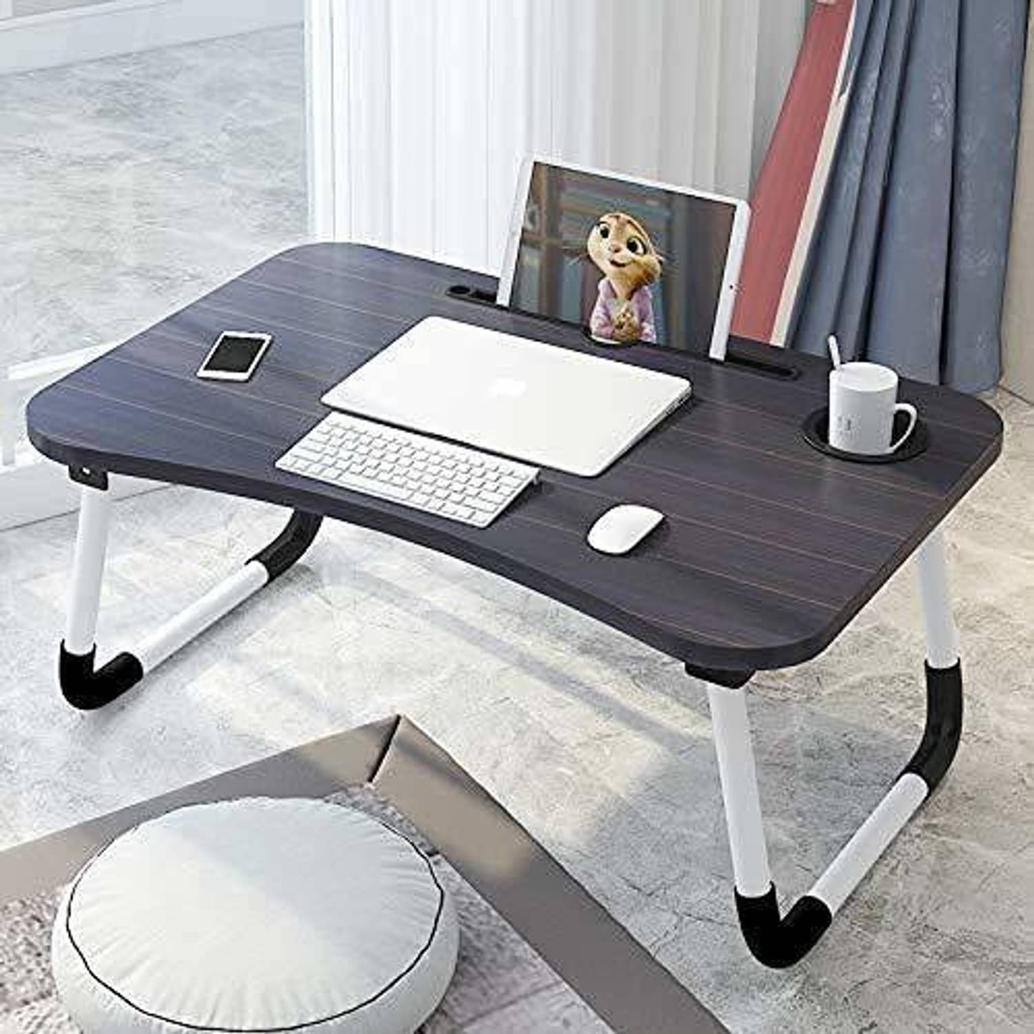 FurniGully Wood Portable Laptop Table Black - Image 1