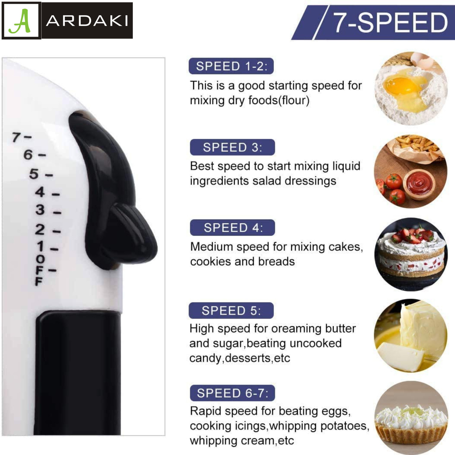 Image of ARDAKI 260 W White and Black Hand Blender