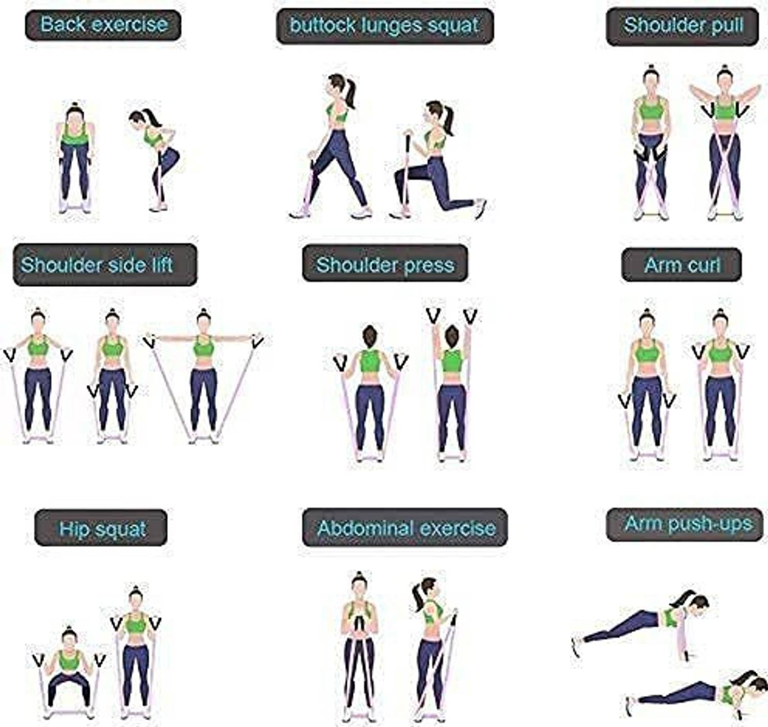 Bhagat 11 Piece Resistance Exercise Bands Set - Image 3