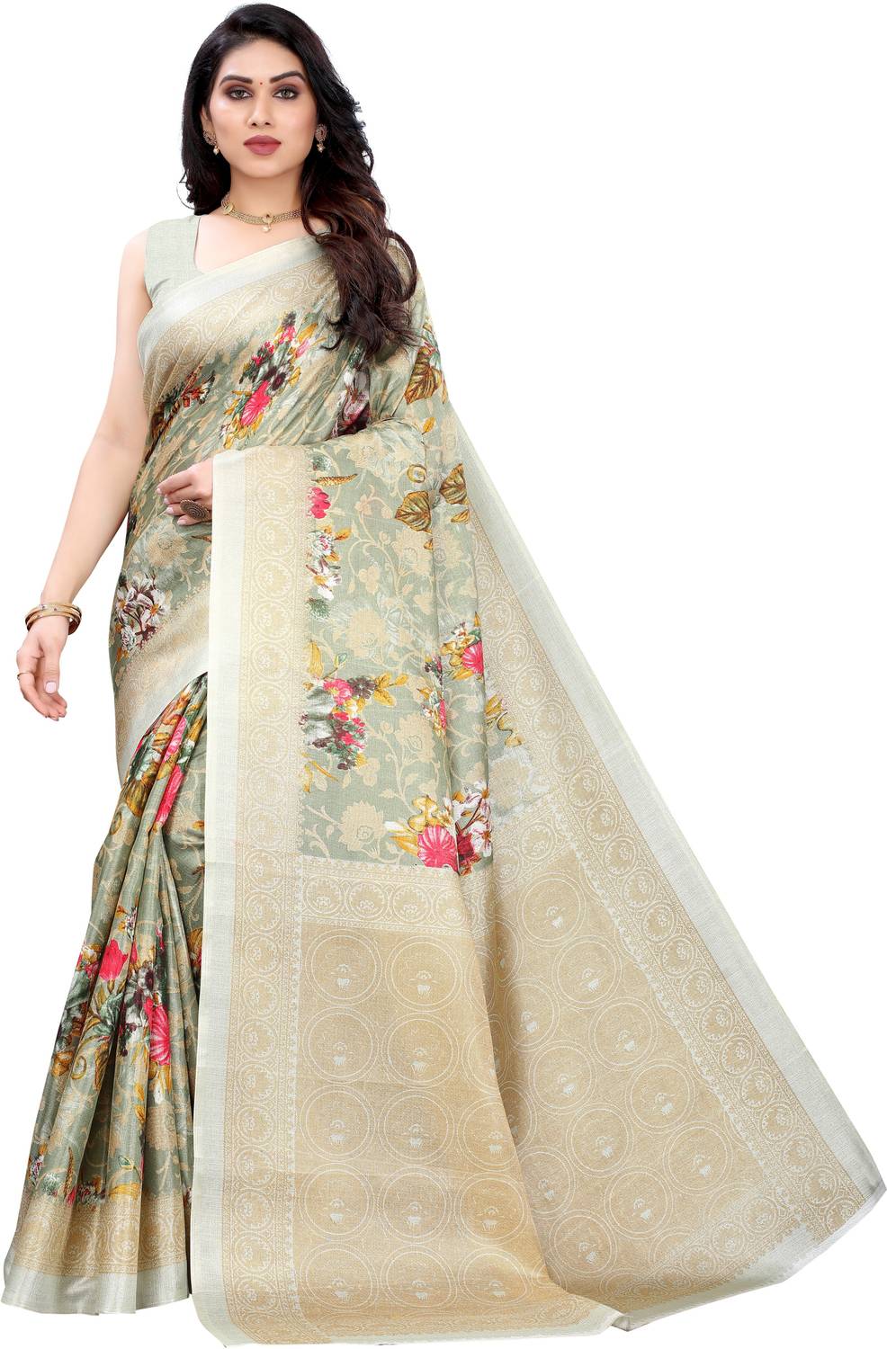 ANIRAV Printed Daily Wear Art Silk Saree