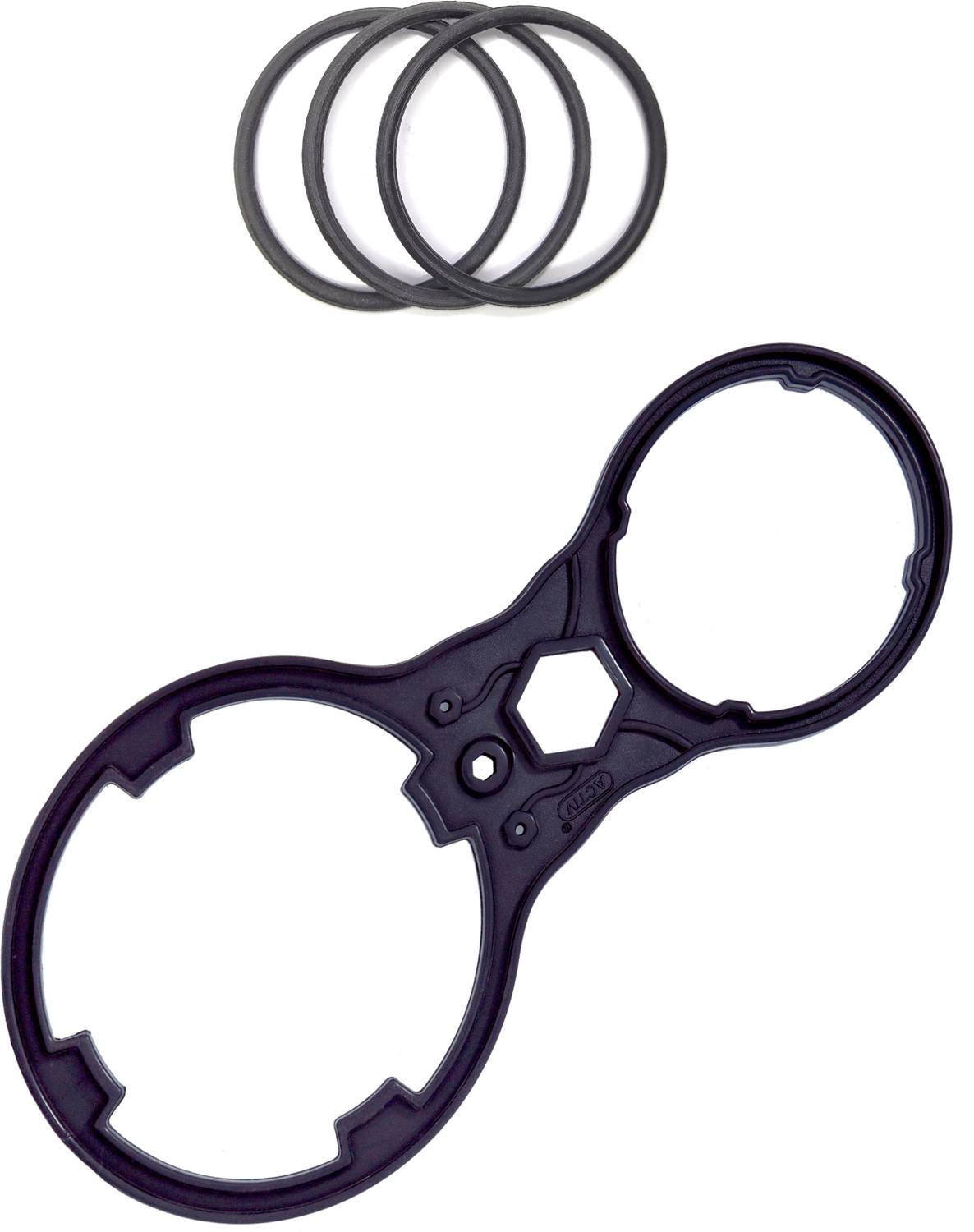 bioway MEMBRANE HOUSING O RING BLACK 3PCS WITH TWO WAY SPANNER / WRENCH SUITABLE WITH MOST OF RO MEMBRANE HOUSING Solid Filter Cartridge