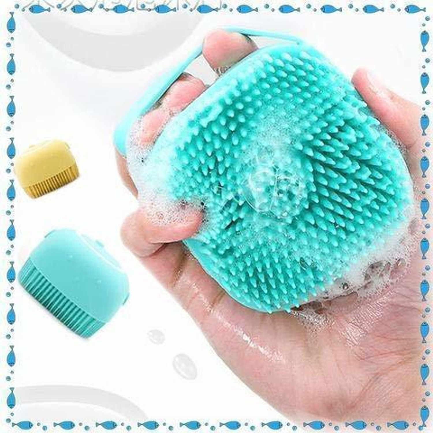 Image of Kedy 2 Pcs Combo Silicone Soft Bath Body Brush with Shampoo Dispenser Back Brush Ultra Exfoliating Scrubber Deep Cleaning Gentle Massage