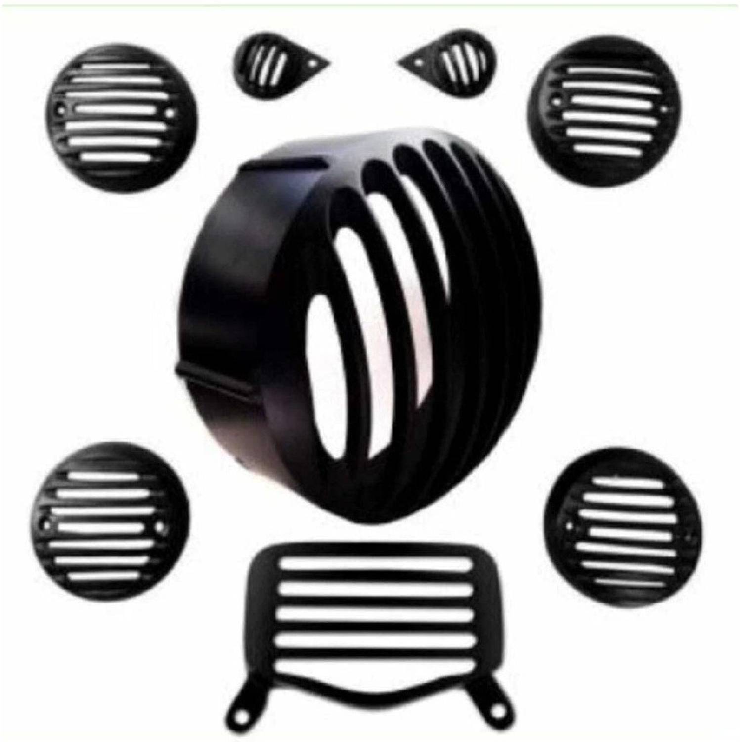 Bullkartzone Protection Grill Black Finish For Standard Bullet(Set Of 8) Bike Headlight Grill