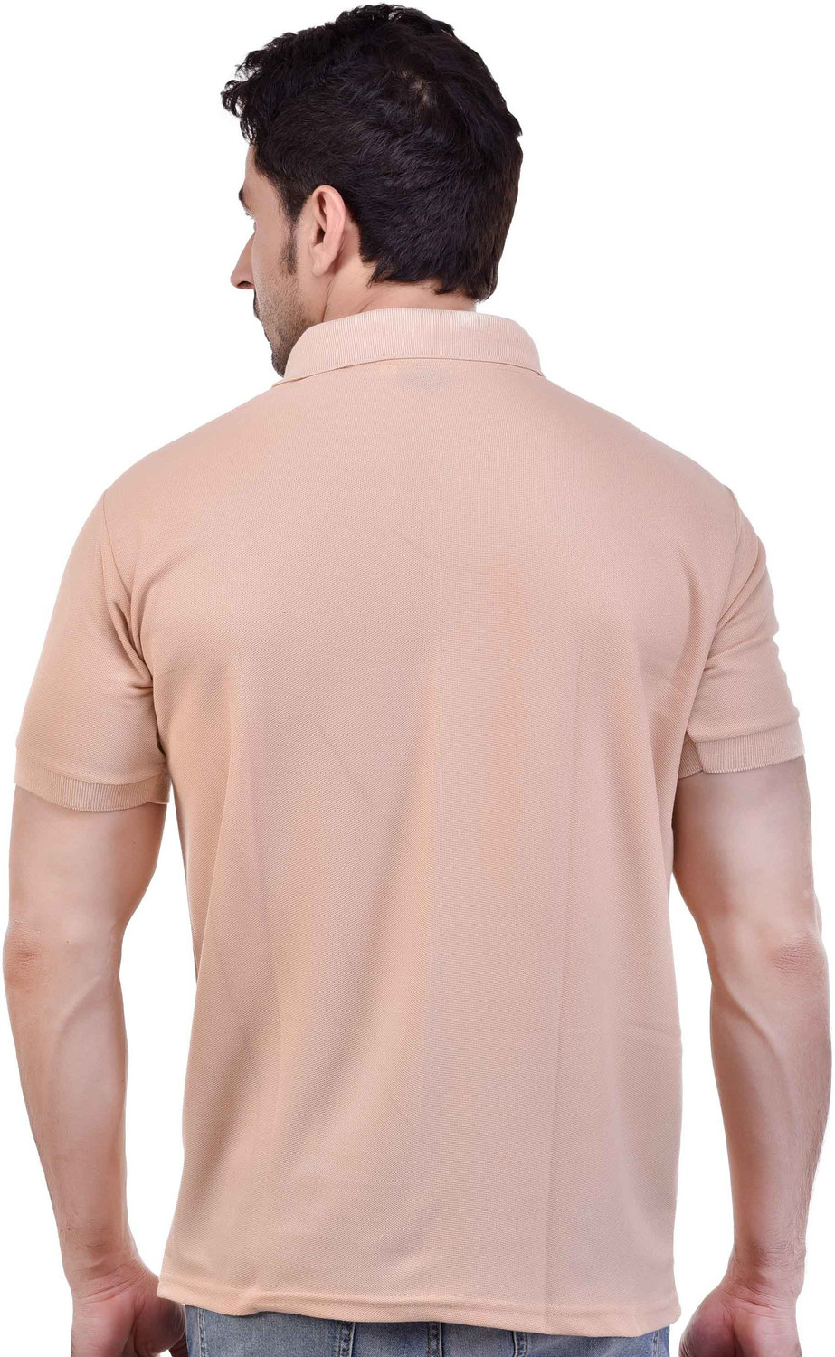 Image of SMAN Solid Men Polo Neck Maroon, Beige T-Shirt