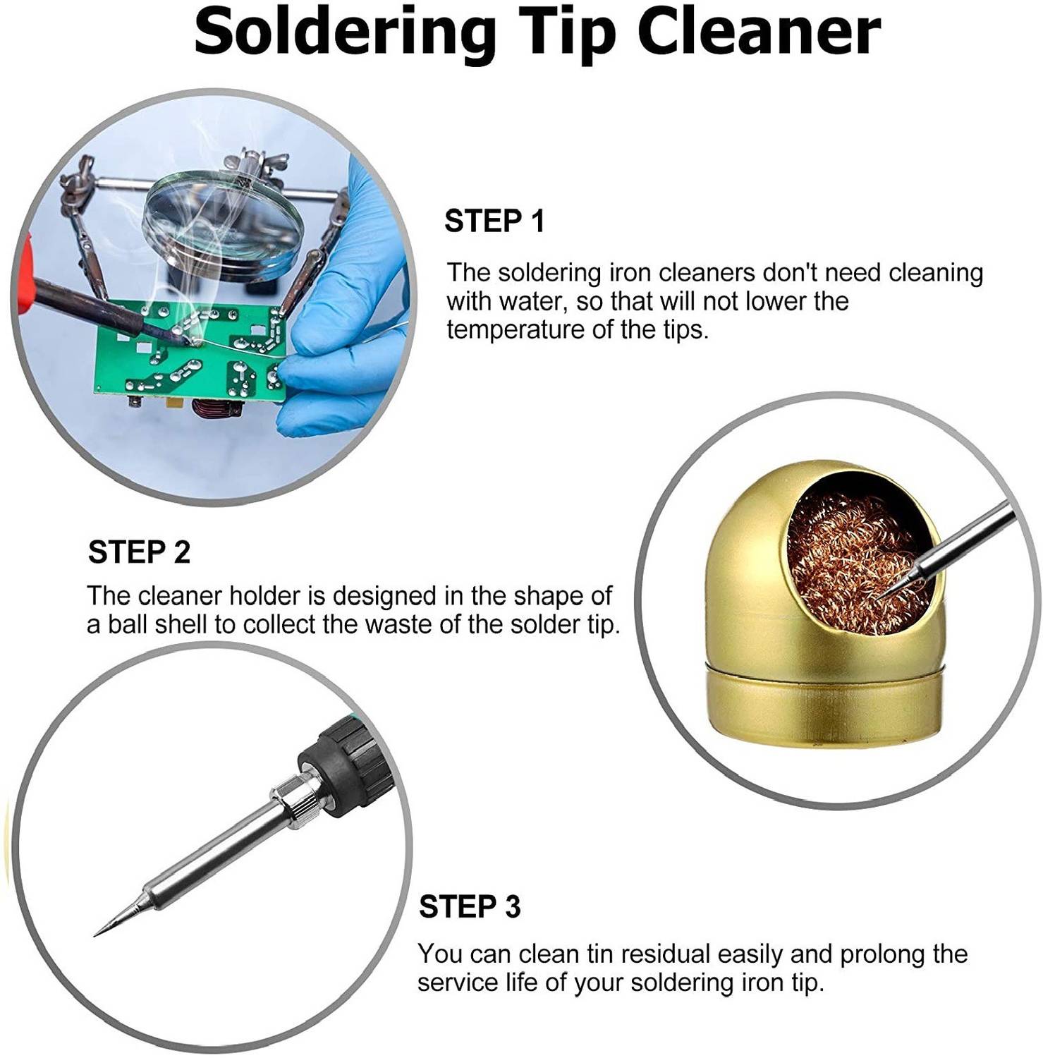 Soldering Iron Tip Cleaner Non-Slip Solder Tip Cleaning Wire