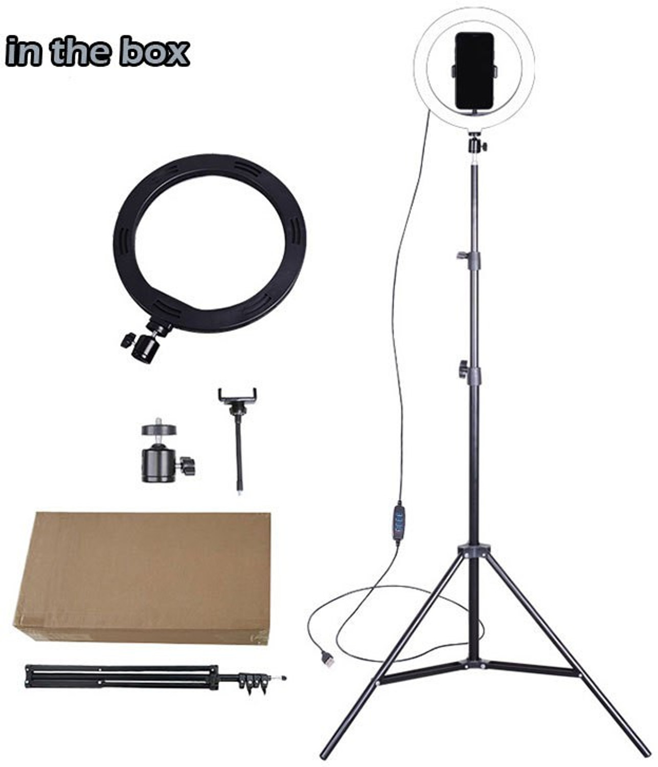 Image of Treadmill Adjustable 10 inch inch LED Ring Light with 7 Ft Tripod Stand Combo and Phone Holder for Tiktok YouTube Reels Photo-shoot Video Live Stream Makeup Videos vlogging Vigo Video Shooting | 3 color modes Dimmable Lighting | Recording with Mobile Phone and Camera Clip Setup Ring Flash Ring Flash