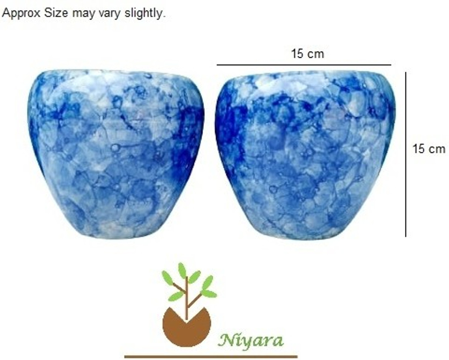 Image of Niyara stylish small glossy blue ceramic planters pot combo pack of 2 pot Plant Container Set