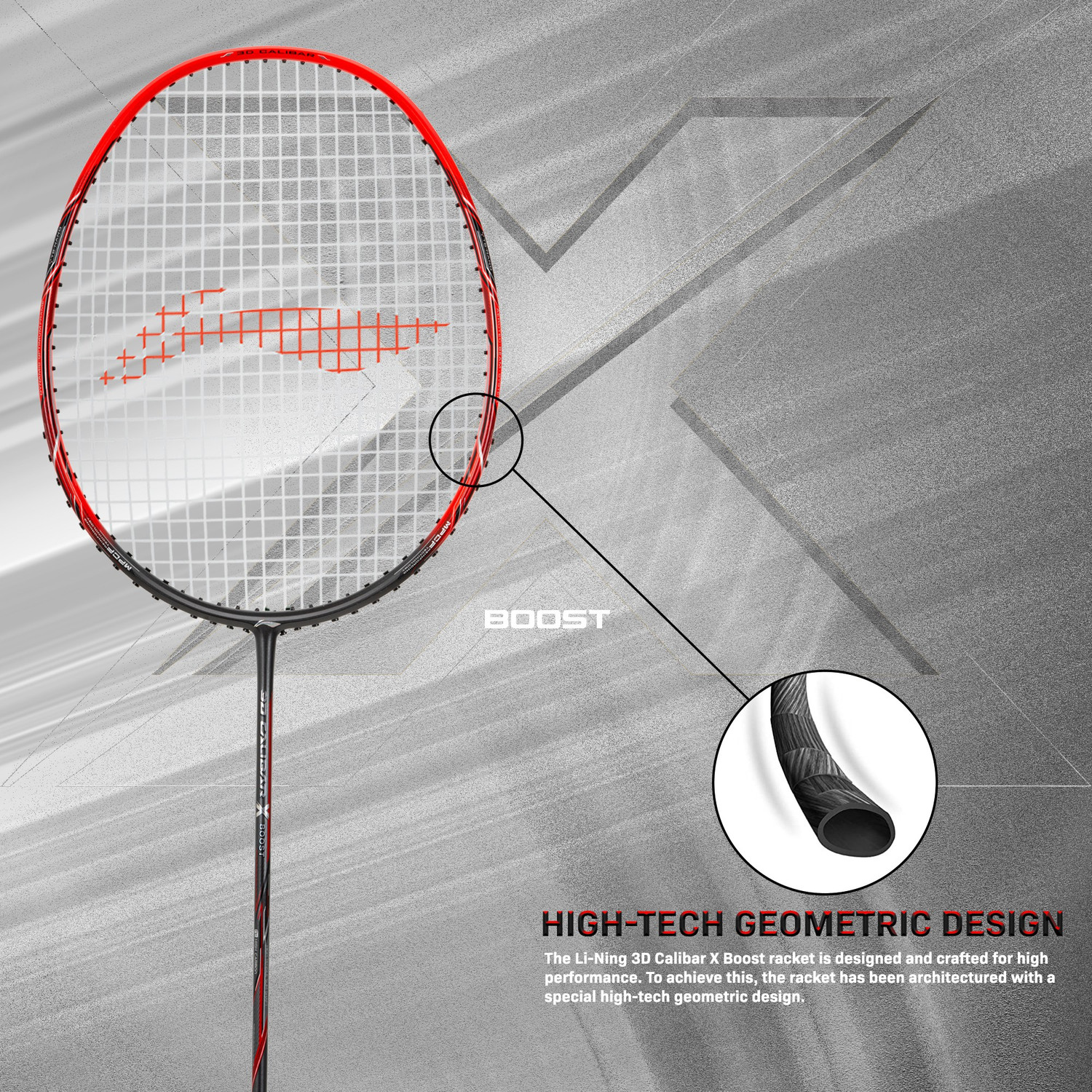 Image of LI-NING 3D Calibar X Boost Carbon Graphite Red, Black Strung Badminton Racquet