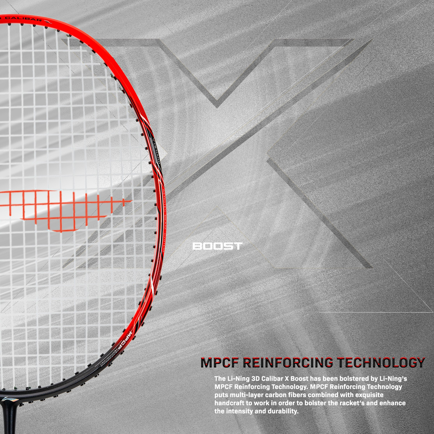 Image of LI-NING 3D Calibar X Boost Carbon Graphite Red, Black Strung Badminton Racquet