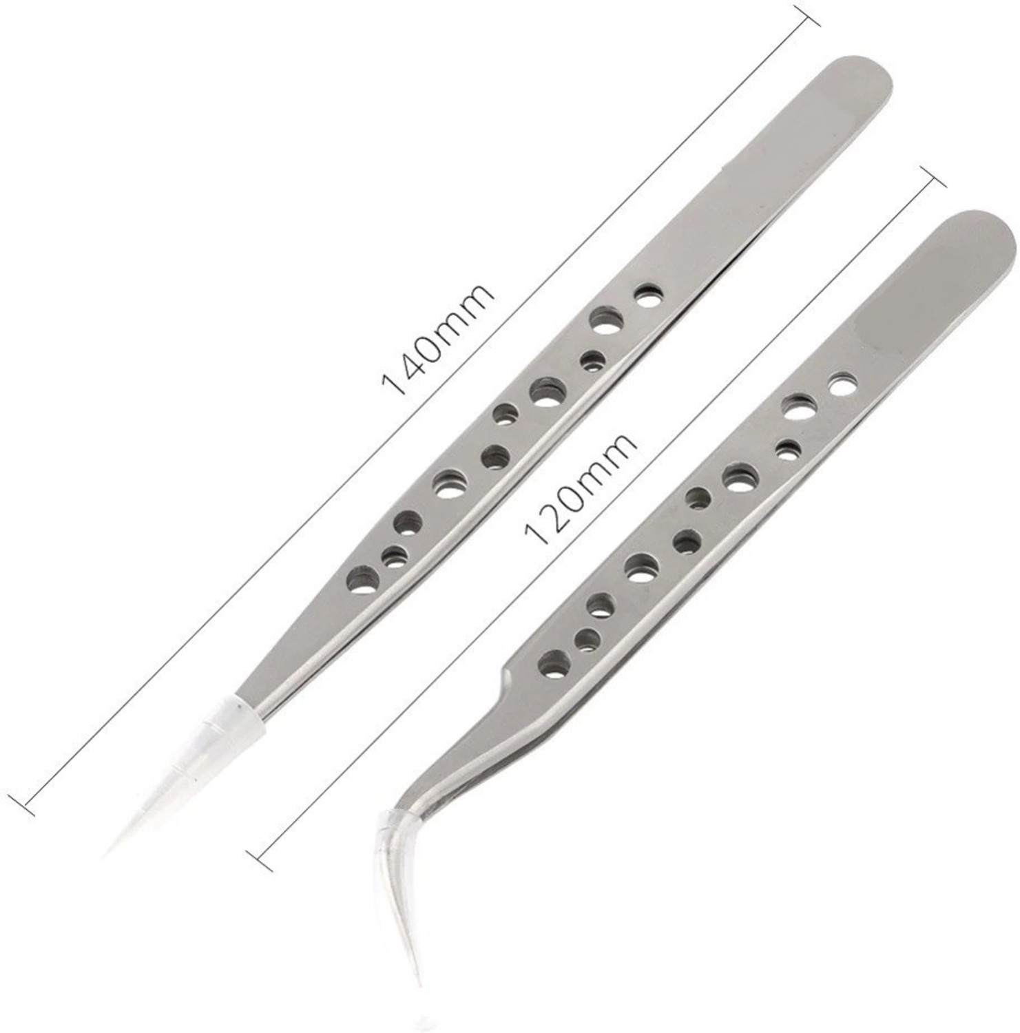 Image of WOWSOME 2 Pcs Anti-static Tweezers Curved Straight Tip Precision Stainless Steel