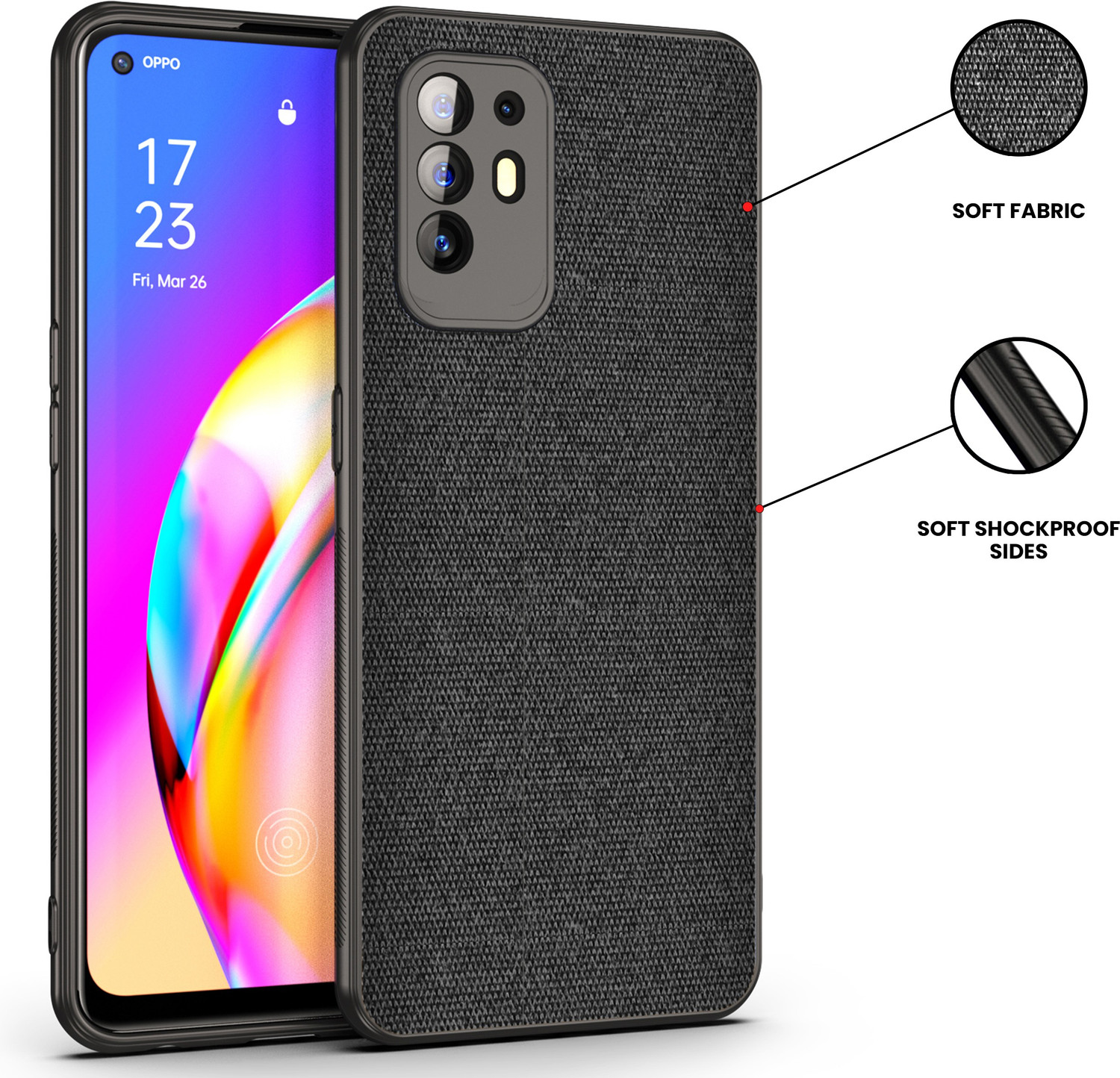 Image of Kapa Back Cover for Oppo F19 Pro+ PLUS (Black, Shock Proof, Pack of: 1)